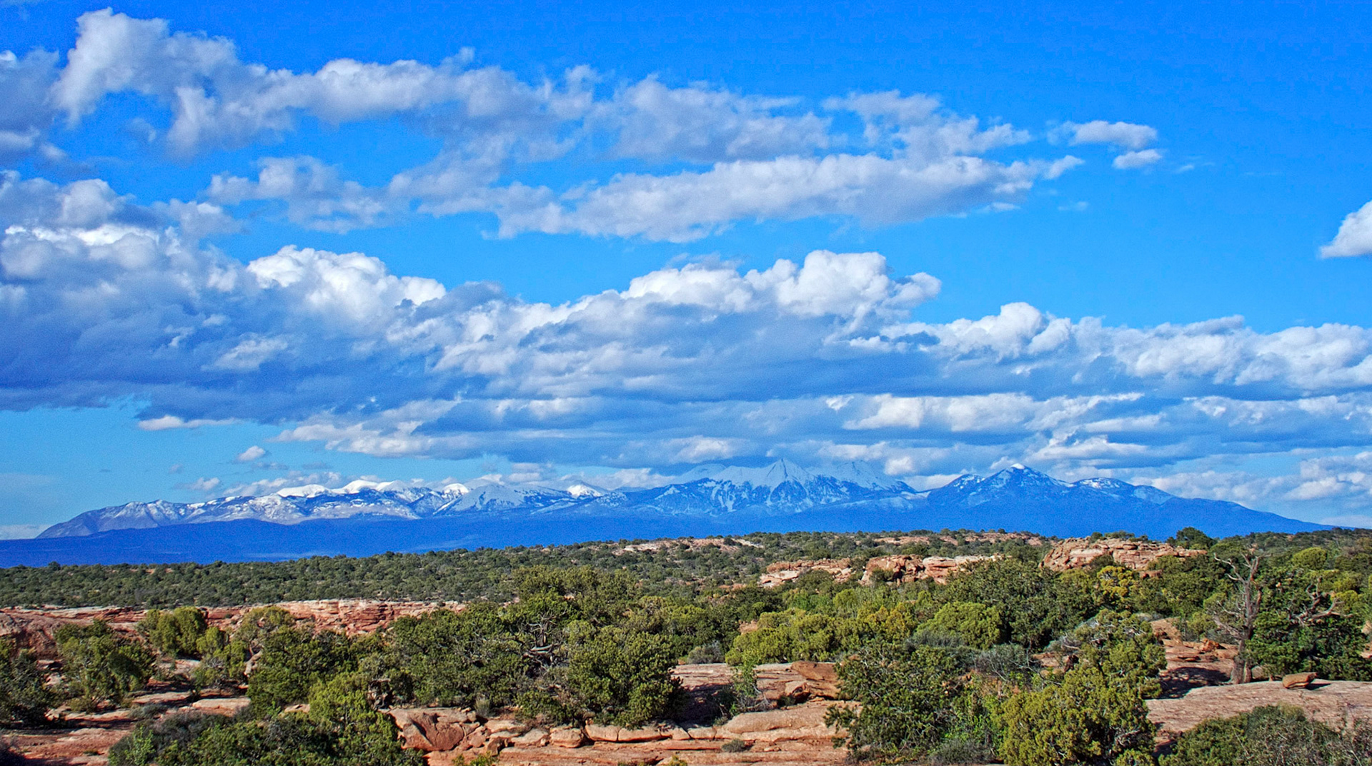 Snow on the La Sal mountains from the Needles Overlook.