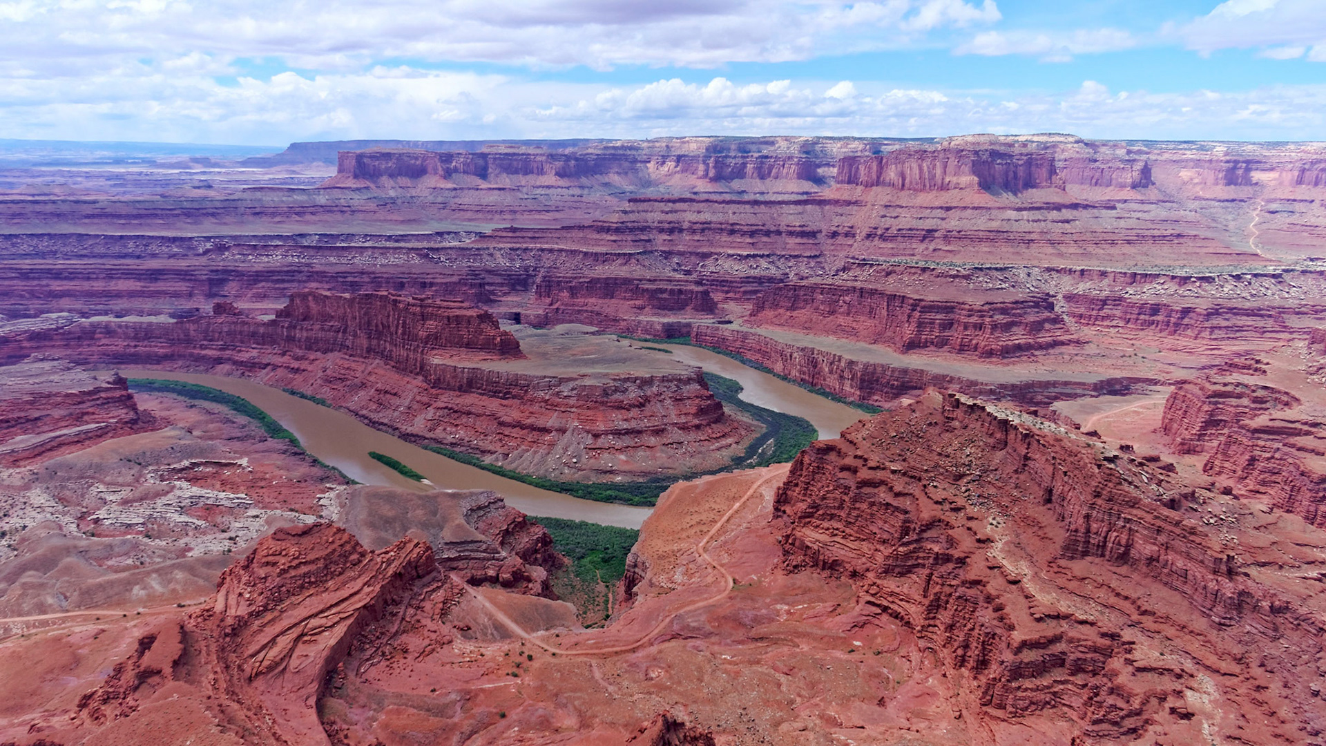 Looking across the Colorado River to Island in the Sky from Dead Horse Point.