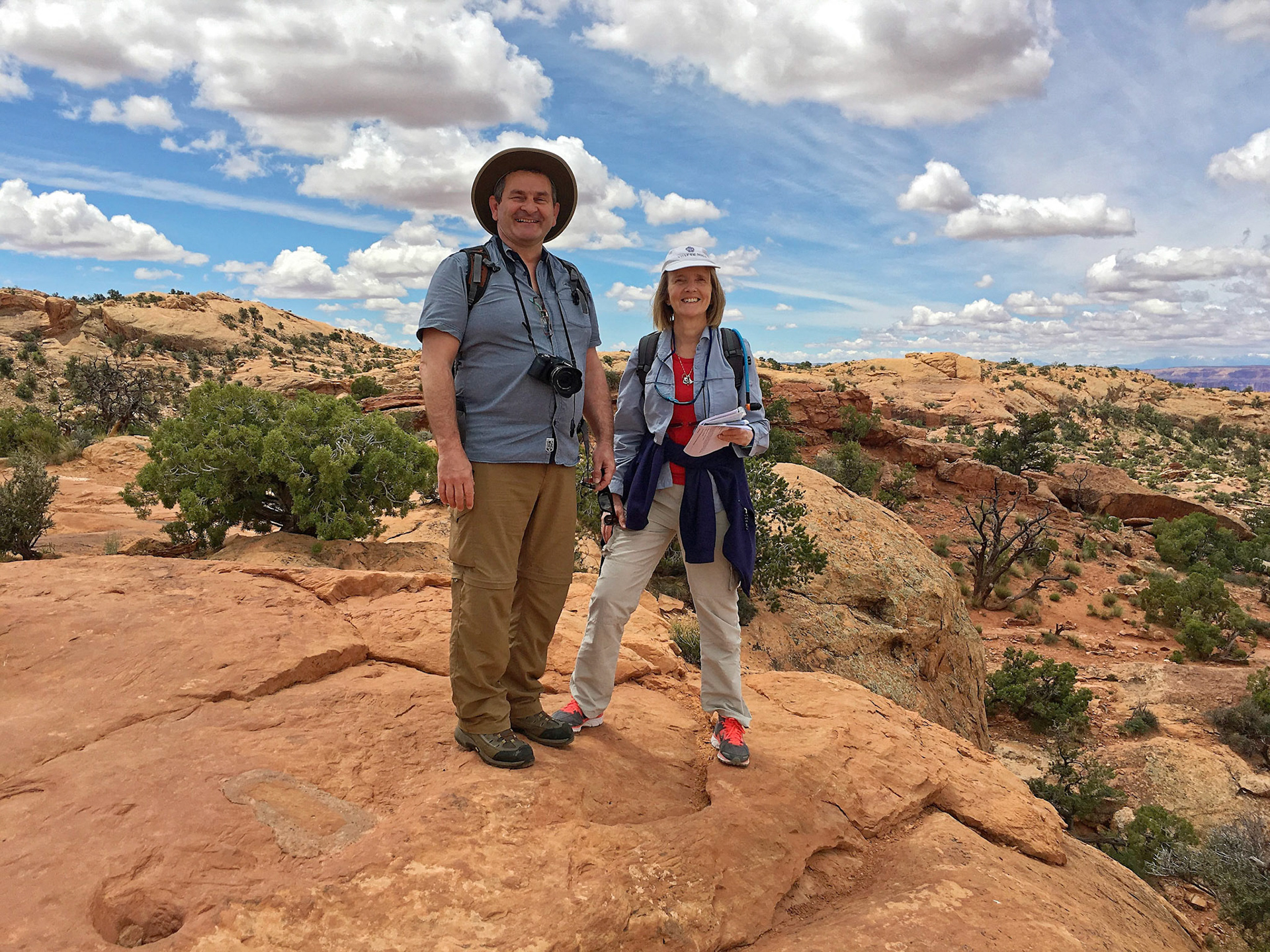 Serge and Judith on the Upheaval Dome Trail, Island in the Sky, Canyonlands.