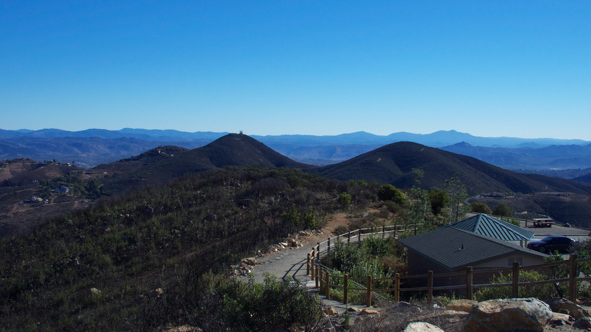 View from Double Peak Park, San Marcos, California. Looking southeast to Mt. Laguna on the right horizon.