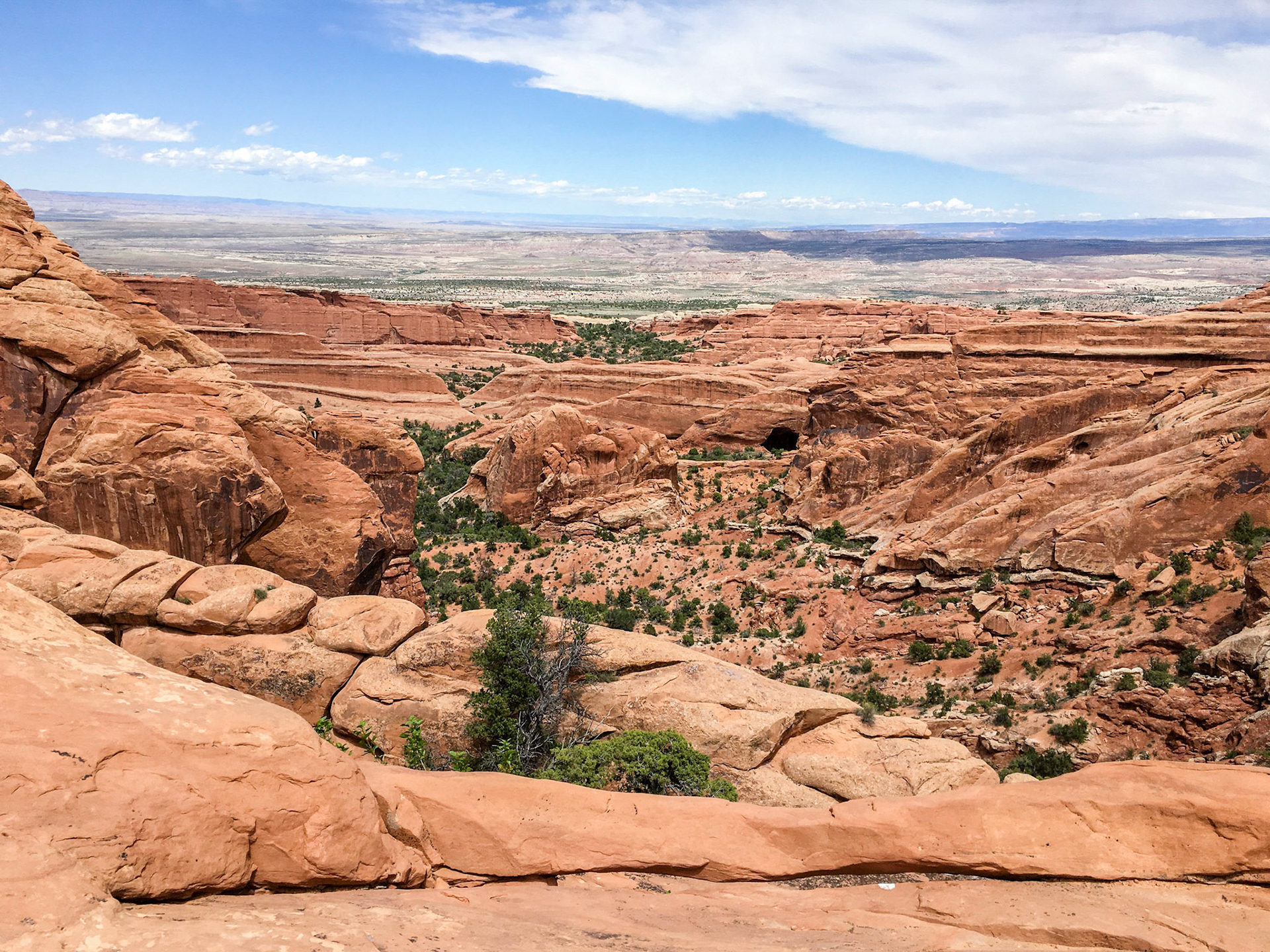 View east from the Devils Garden Trail. In the center of the picture is Black Arch.