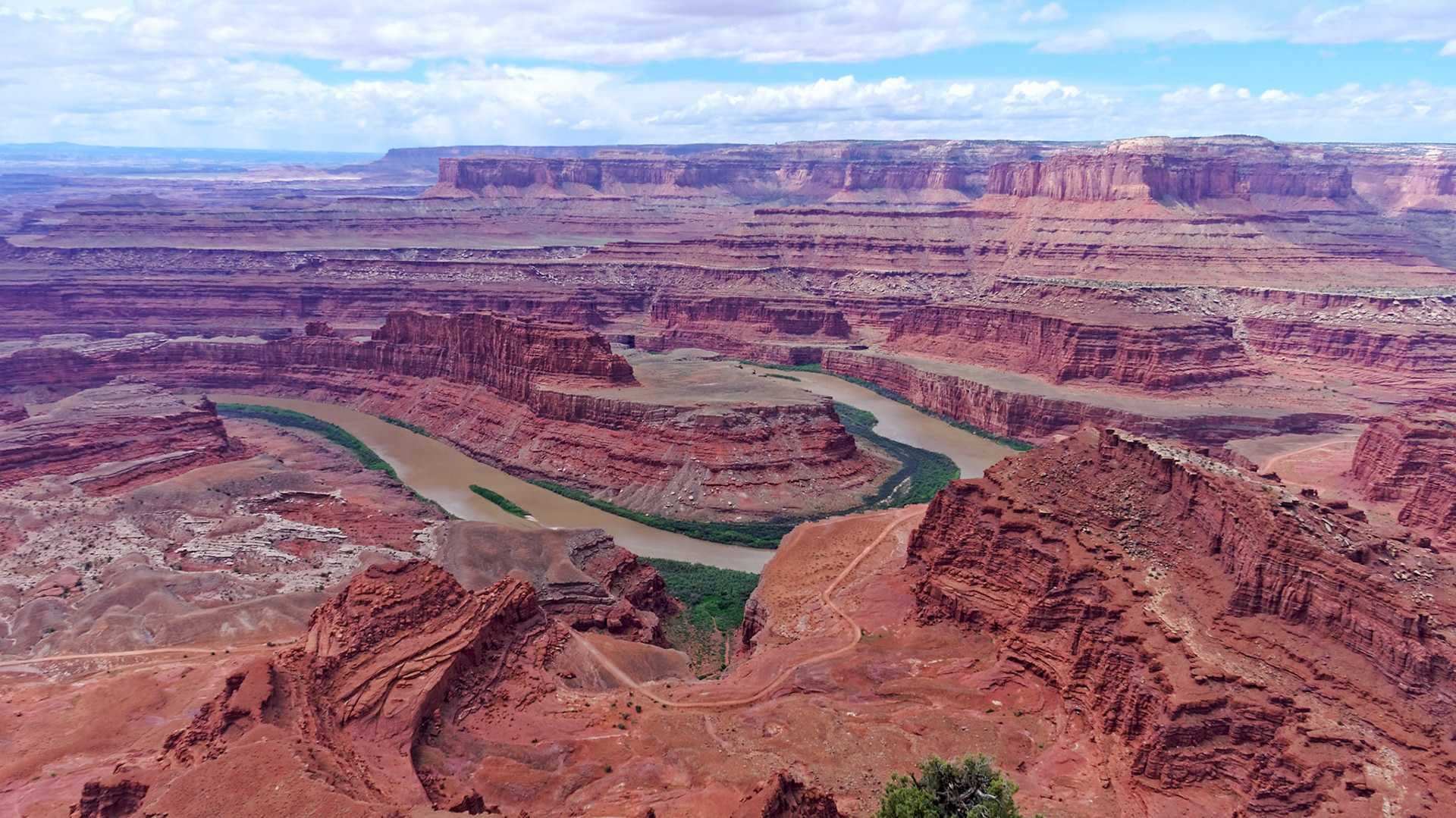 Looking across the Colorado River to Island in the Sky from Dead Horse Point.