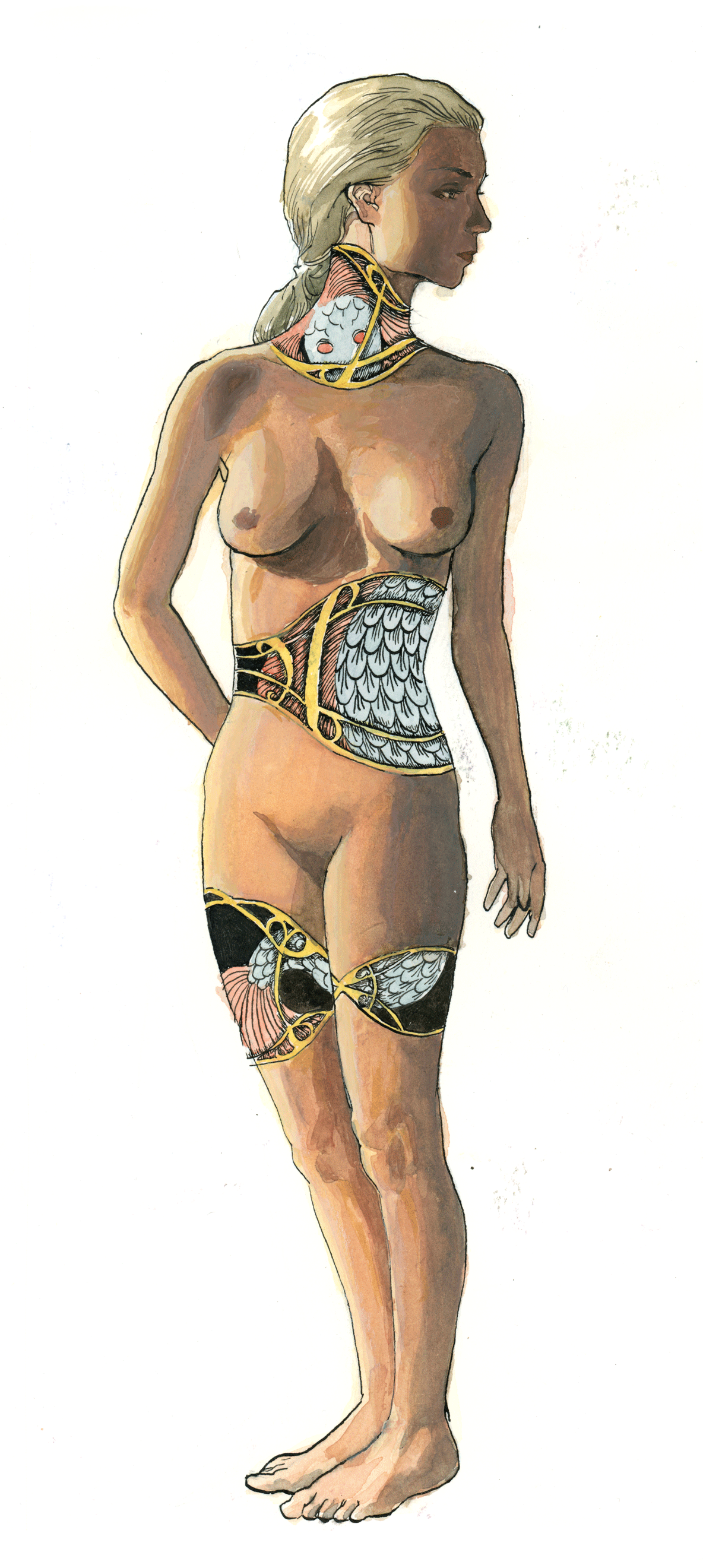 Tatoo Design, gouache, 4"x11", 2021.