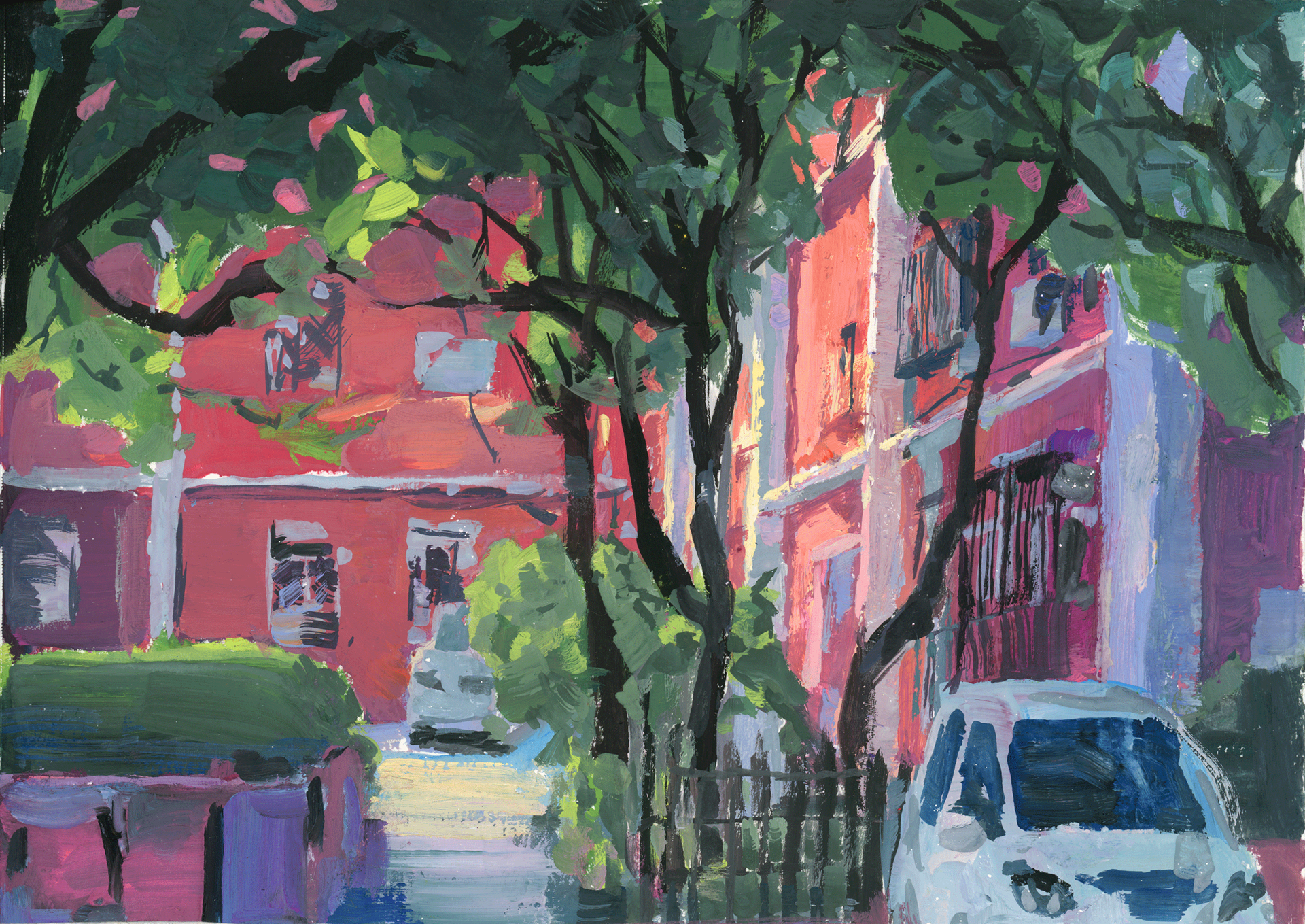 Painting on Location, Gouache, 8.5"x6", 2019.