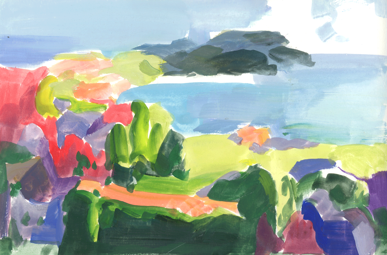 Painting on Location, gouache, 8.5"x5.70", 2019.