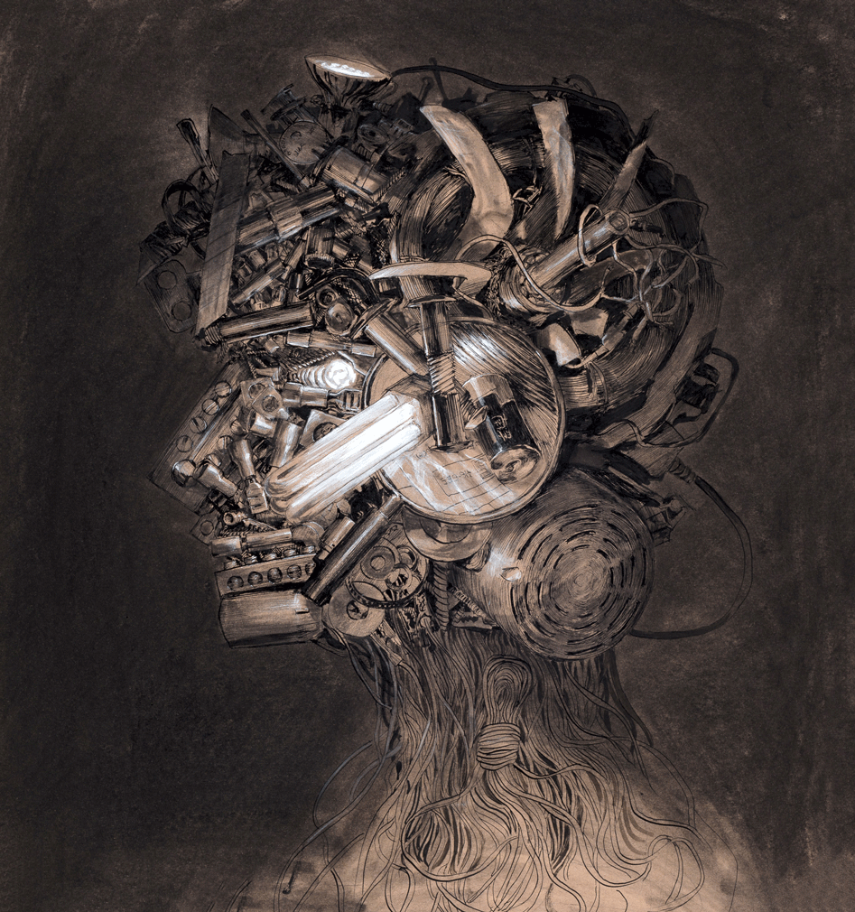 Study, ink/charcoal/pastel, 18"x24", 2018