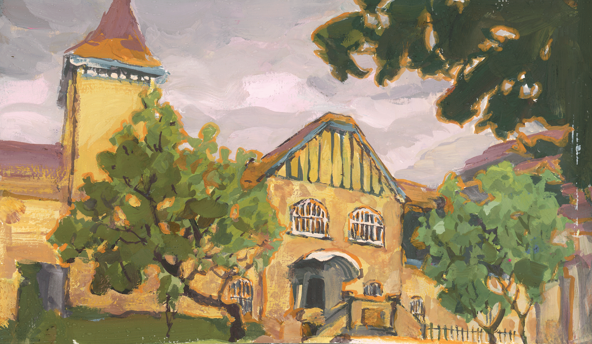 Painting on Location, Gouache, 8.5"x5", 2019.