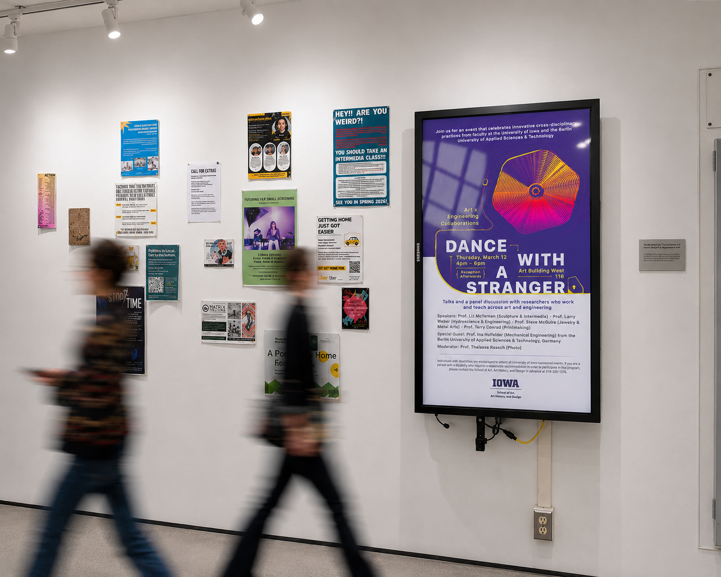 Adapted the event campaign for digital display screens for large-format viewing while maintaining a consistent identity across campus digital signage.