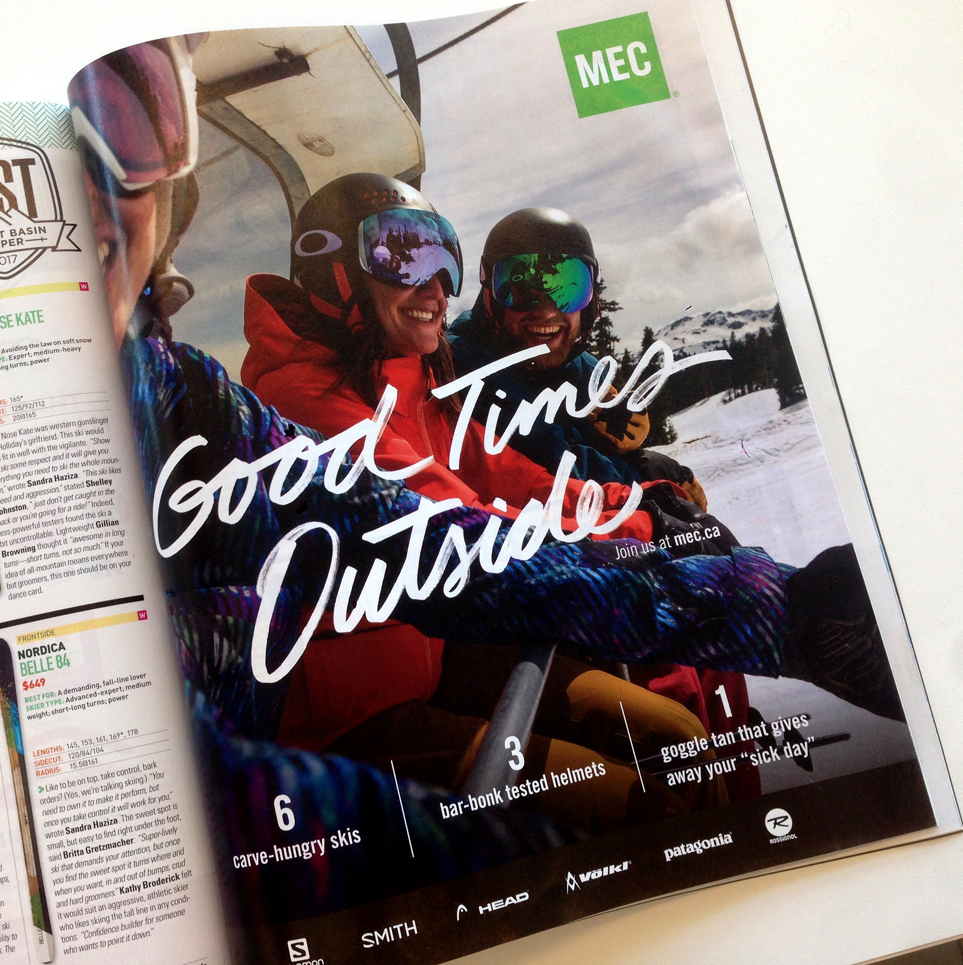 Good Times Outside, skiing print ad