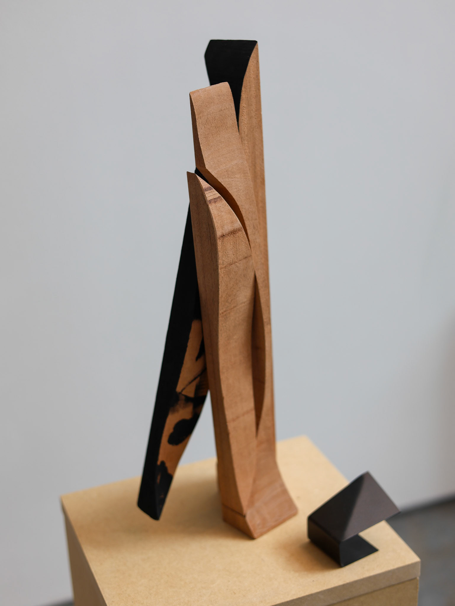 "Fracture", bandsaw cut mahogany & black acrylic matte paint