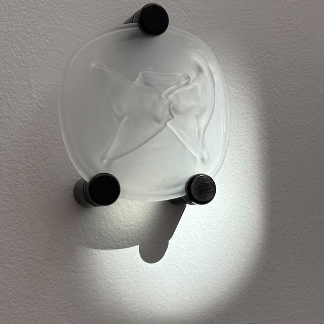 "cleansed of darkness….", kiln-slumped wine glass flatwork