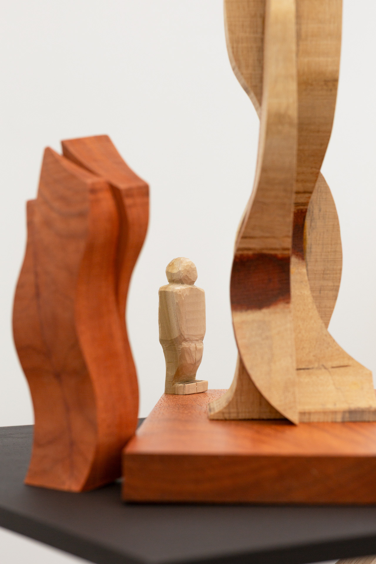 "Powerful Dreamer", set of  bandsaw cut padauk freeform sculptures