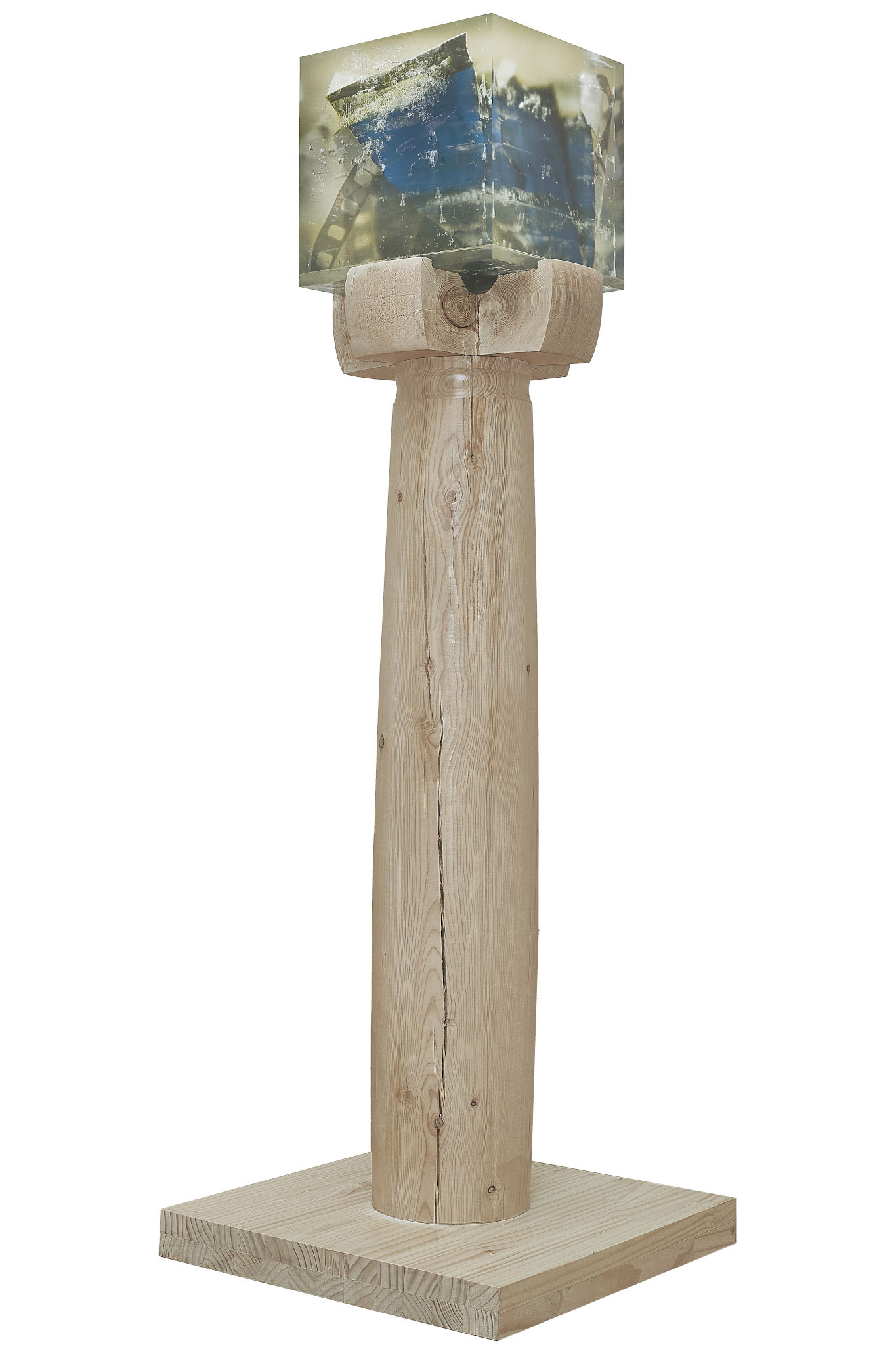 Stuffed Moments, 2023, Epoxy Resin, Pigment Printed Paper and Transparent Paper, 30 x 30 x 30cm, The Oregon Pine, 50 x 120 x 50cm