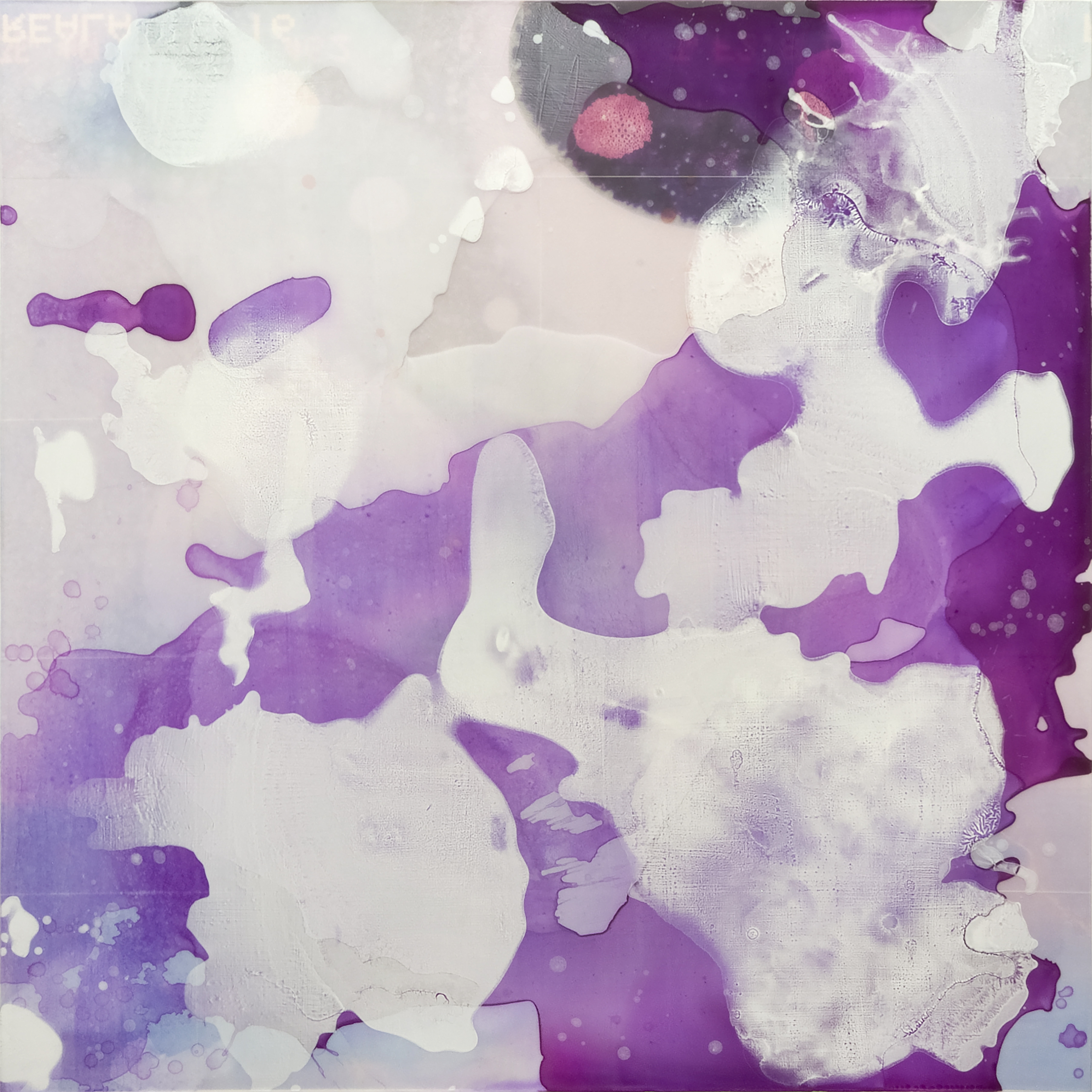 2305001 Behind the veil, 2023, Acrylic, Epoxy Resin, Pigment Printed Papers on Canvas, 130 x 130 x 4cm