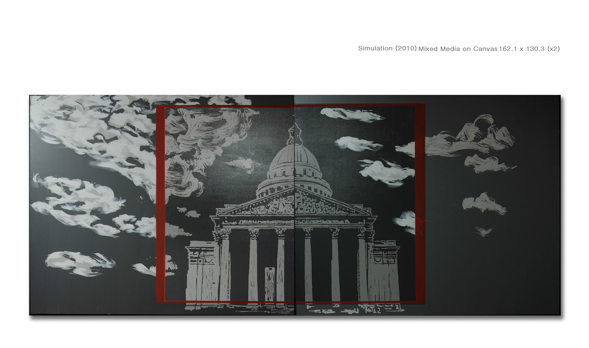 Simulation=Fix, 2010, Mixed Media on Canvas, 130.3 x 324,4cm