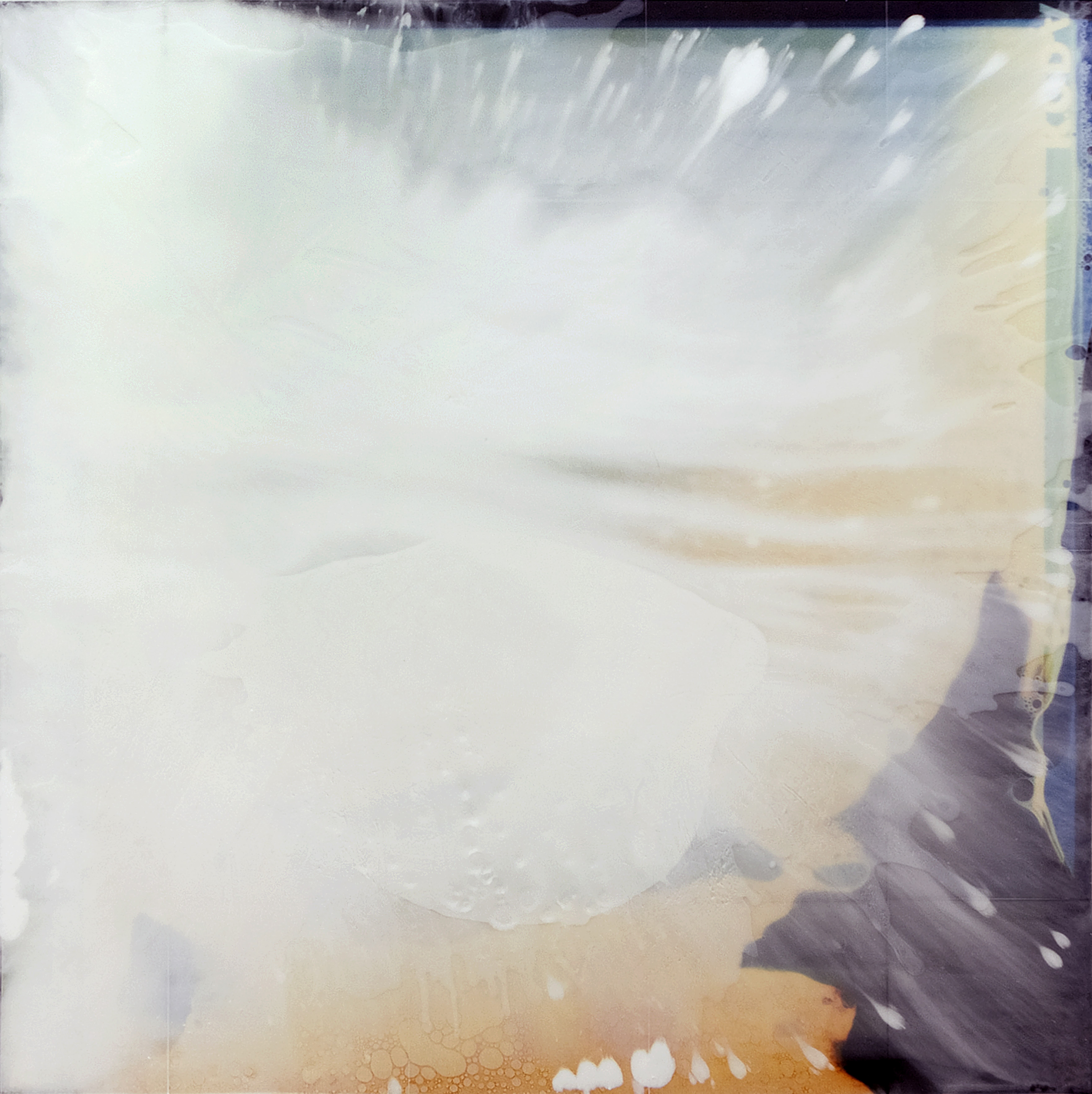 2304001 Behind the veil, 2023, Acrylic, Epoxy Resin, Pigment Printed Papers on Canvas, 130 x 130 x 4cm