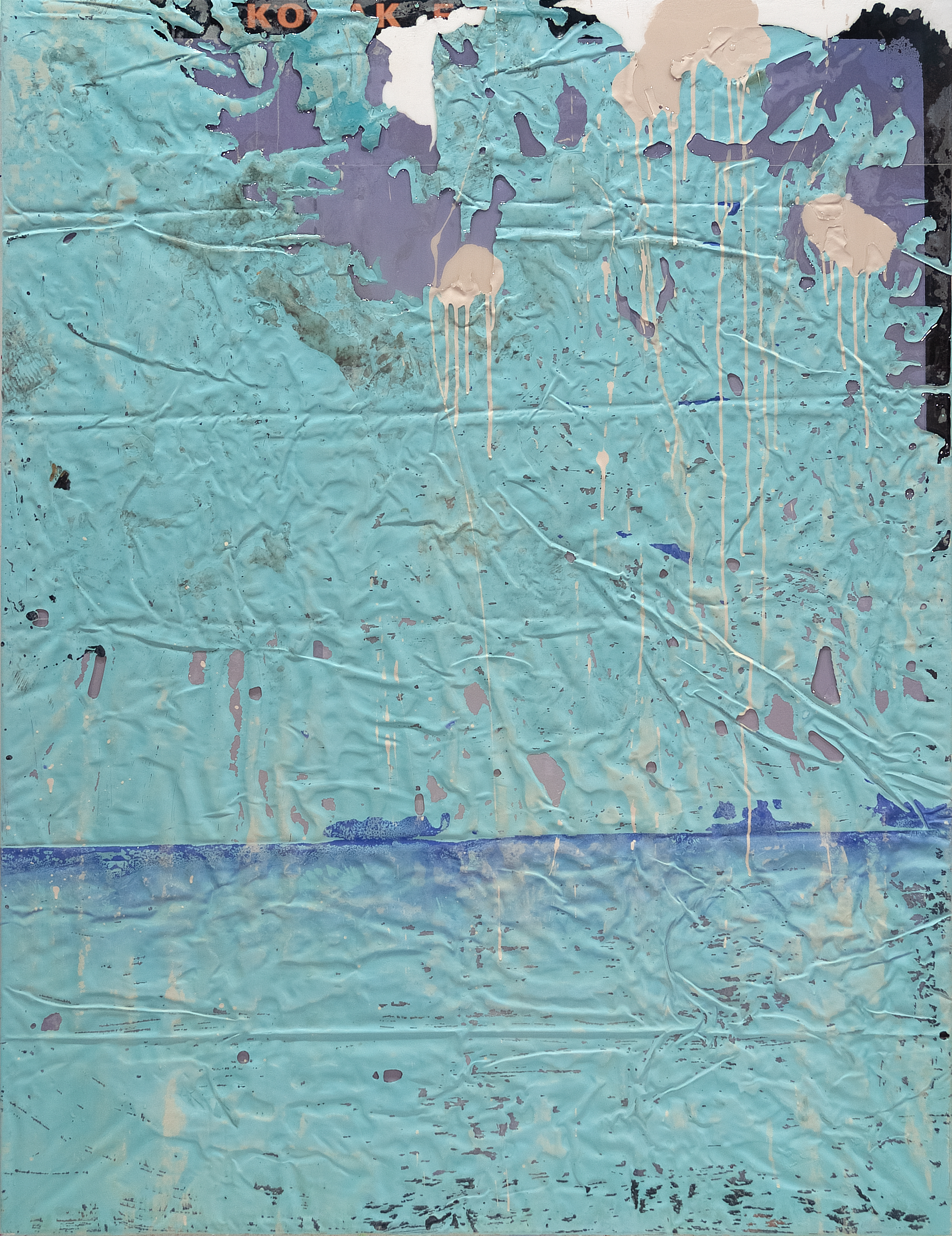 2411001 Aqua Dollar, 2024, Acrylic, Epoxy Resin over Pigment Printed Paper on Canvas, 162.2 x 125 x 4cm