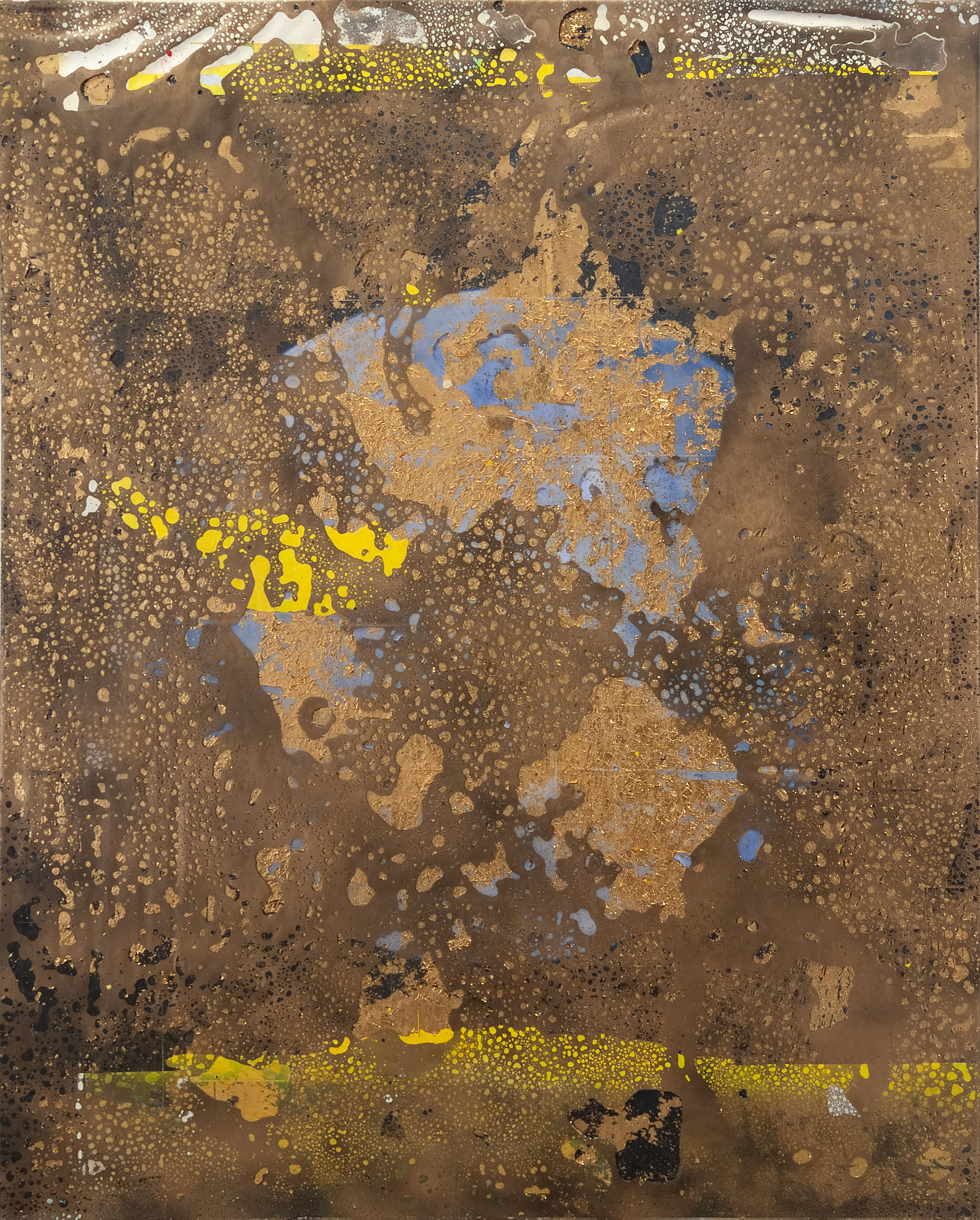 2408001-2 Moonlight, 2024, Acrylic, Epoxy Resin over Gold Leaf, Pigment Printed Paper on Canvas, 162.2 x 130 x 4cm
