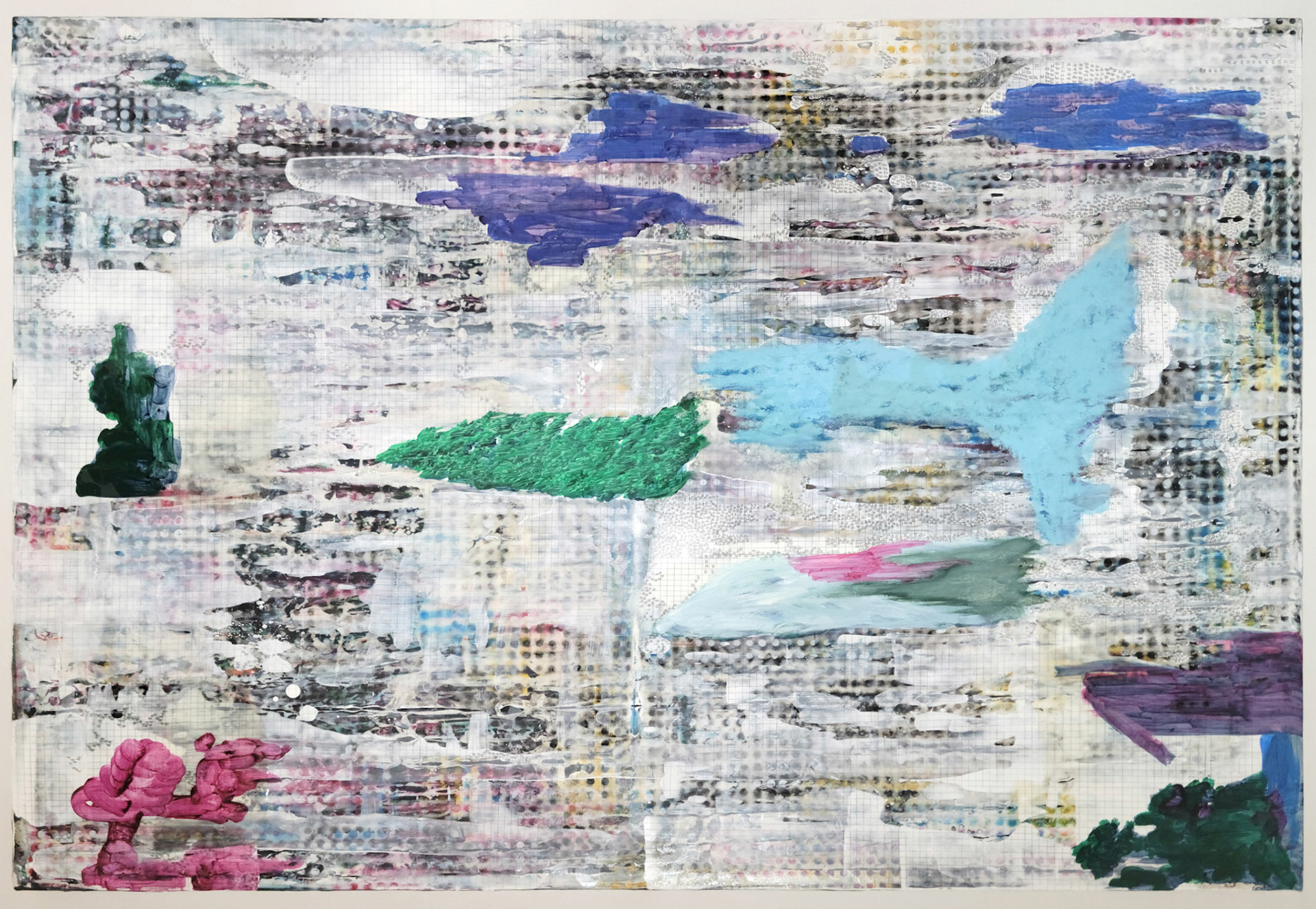People by the well, 2020, Mixed Media on Canvas, 100 x 72.5cm