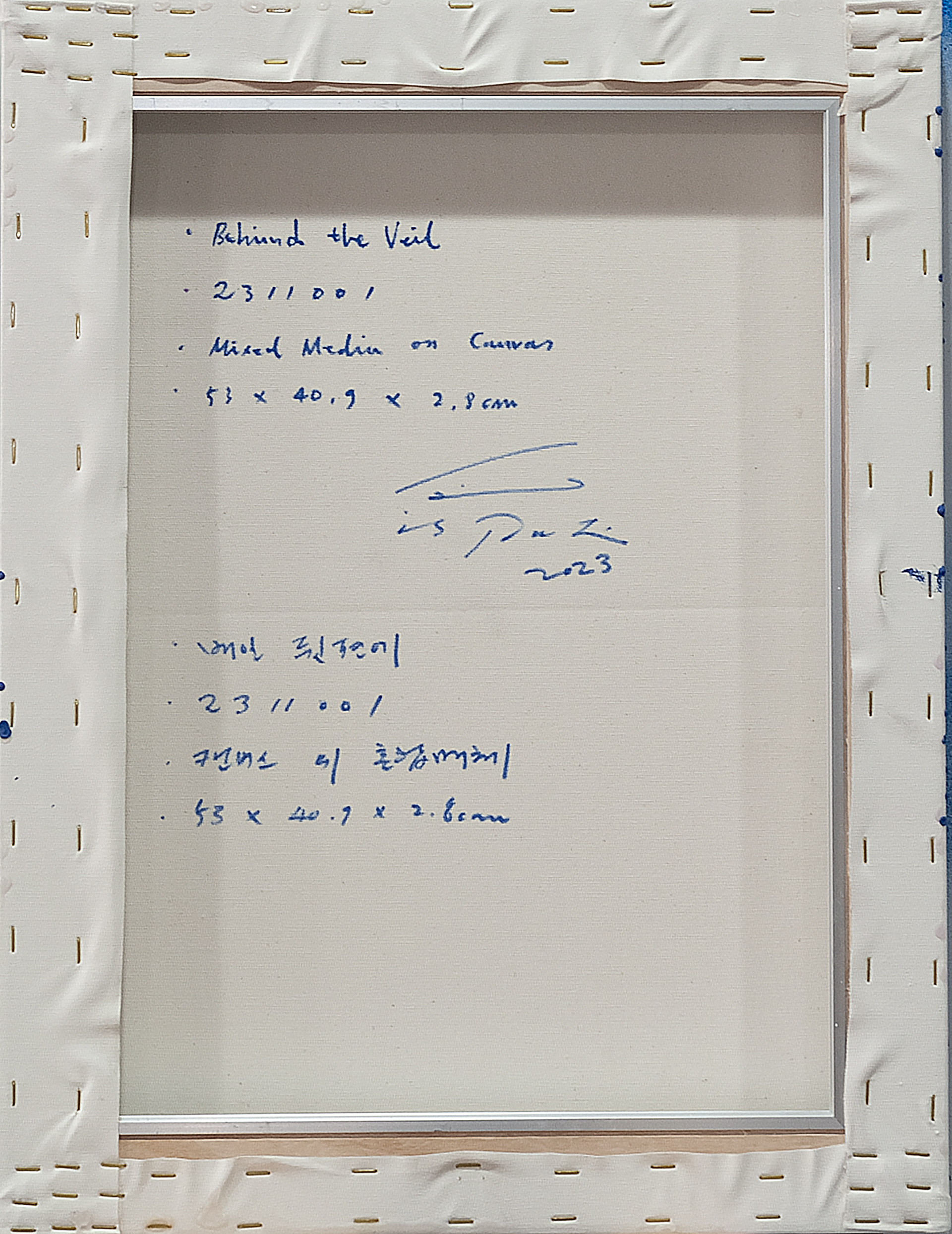 2311001 Behind the Veil, 2023, Mixed Media on Canvas, 53 x 40.9 x 2.8cm