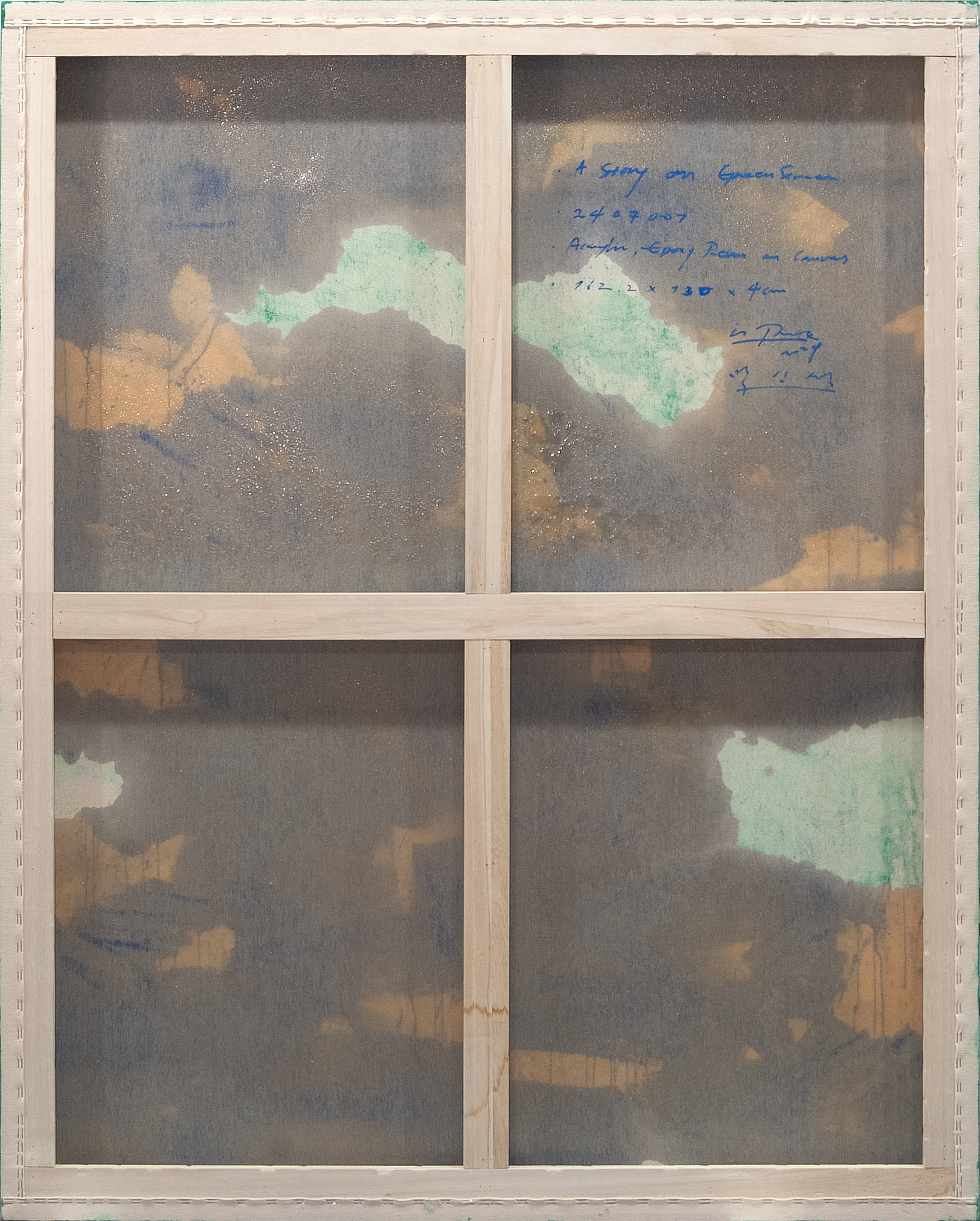 2407001 A Story on Green Screen, 2024, Acrylic, Epoxy Resin on Canvas, 162.2 x 130 x 3.3cm