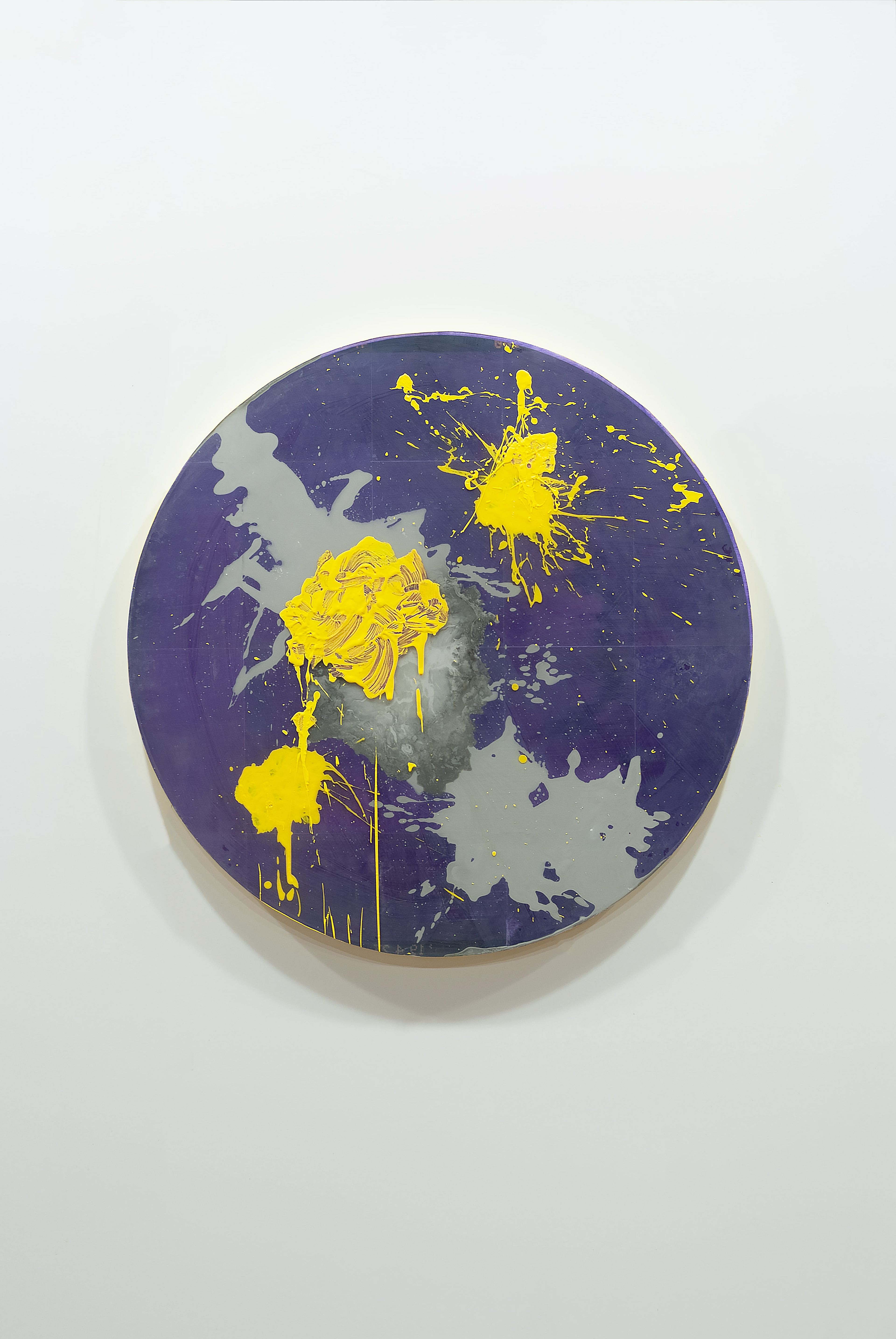 2303003 Case 0(zero), 2023, Colored Pencil, Acrylic, Epoxy Resin, Modeling Paste, Pigment Printed Papers on Canvas, Dia. 98cm