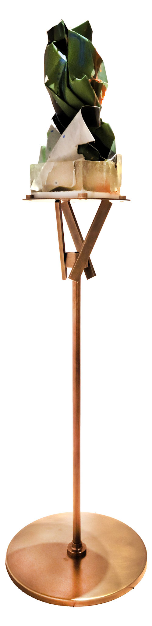 2401002 Word, 2024, Epoxy Resin, Pigment Printed Paper, 15 x 15 x 34cm, Bronze, H. 124 x Dia. 25cm