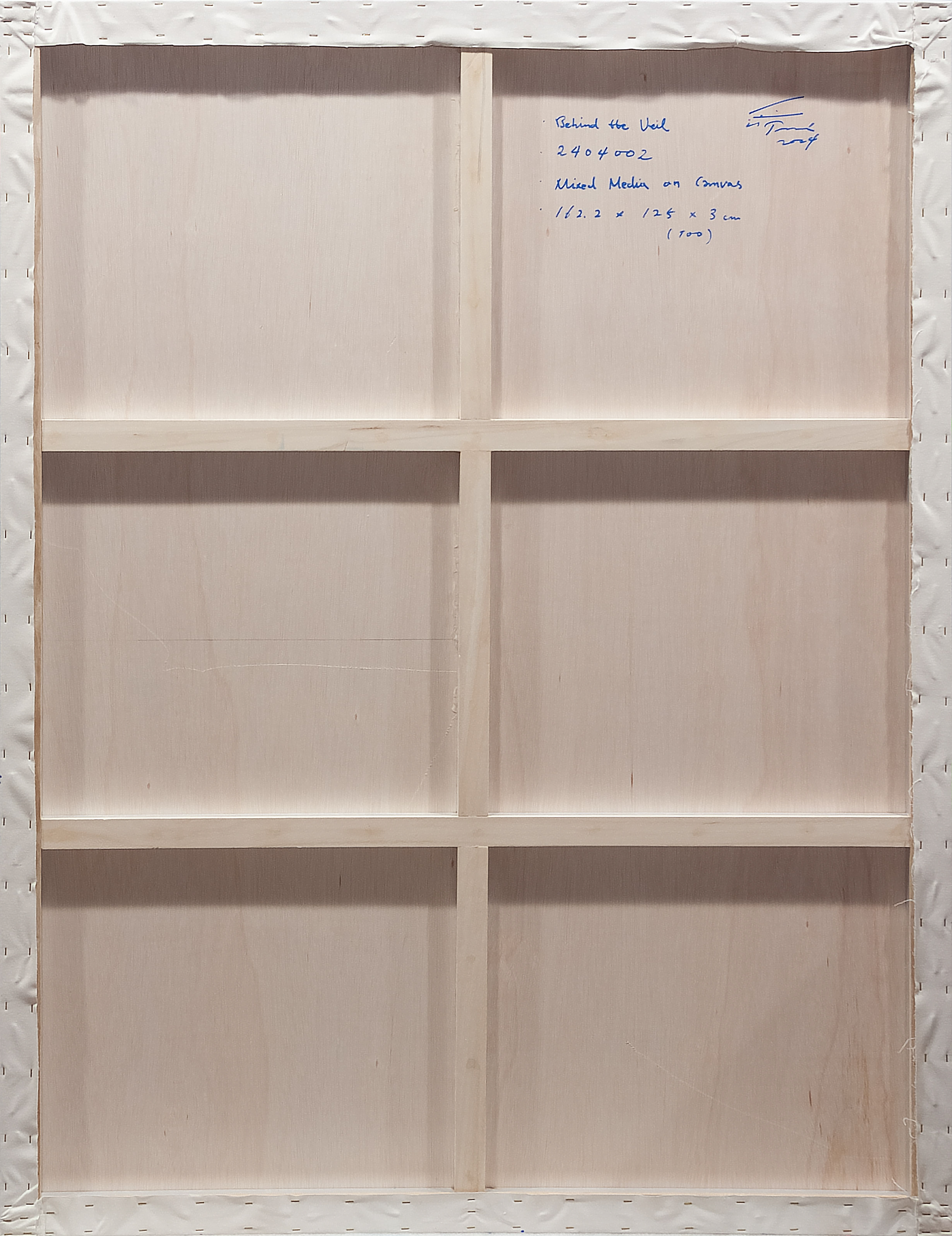 2404002 Behind the Veil, 2024, Acrylic, Epoxy Resin over Pigment Printed Paper on Canvas, 162.2 x 125 x 3.3cm