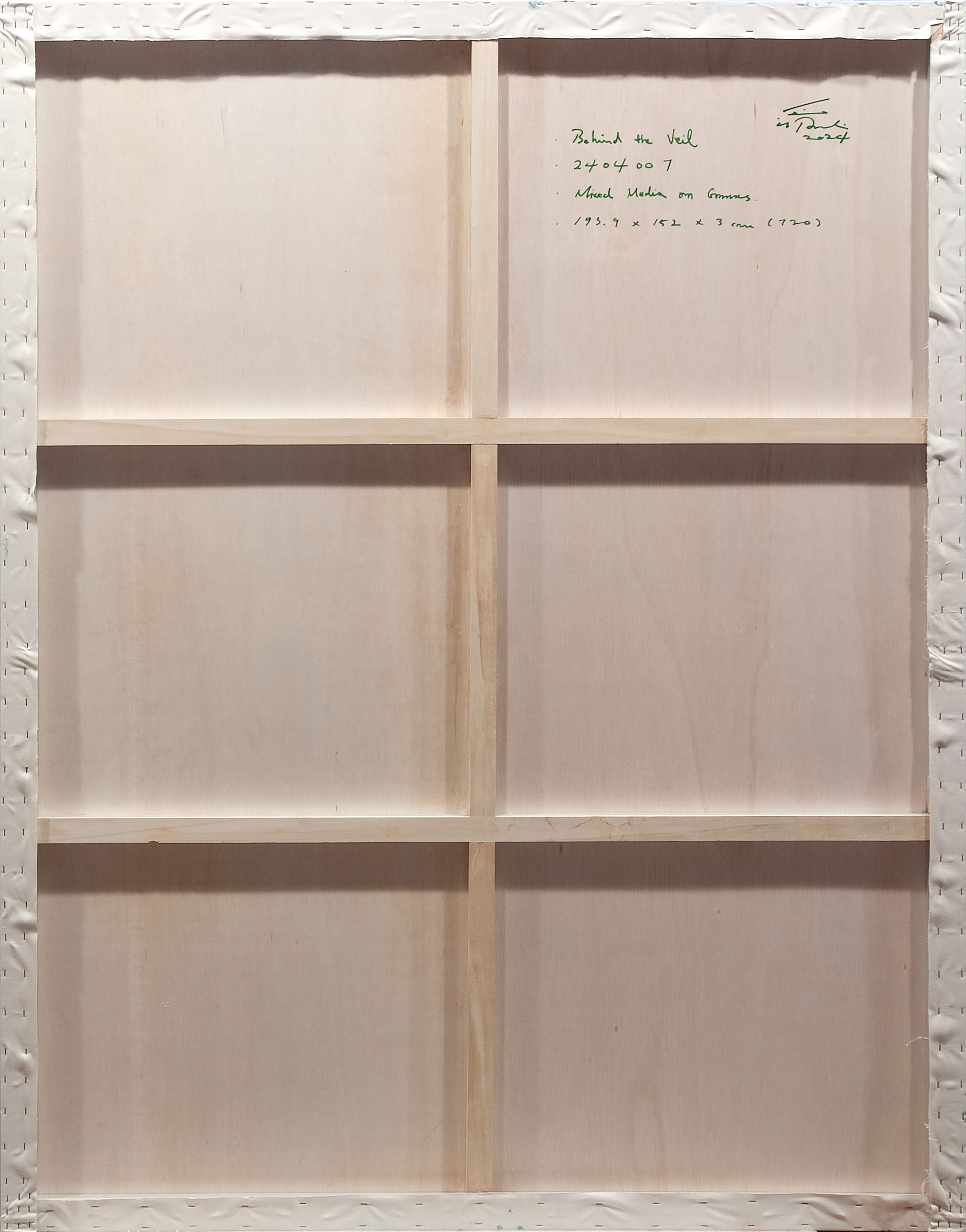 2404001 Behind the Veil, 2024, Acrylic, Epoxy Resin over Pigment Printed Paper on Canvas, 193.9 x 152 x 3.3cm