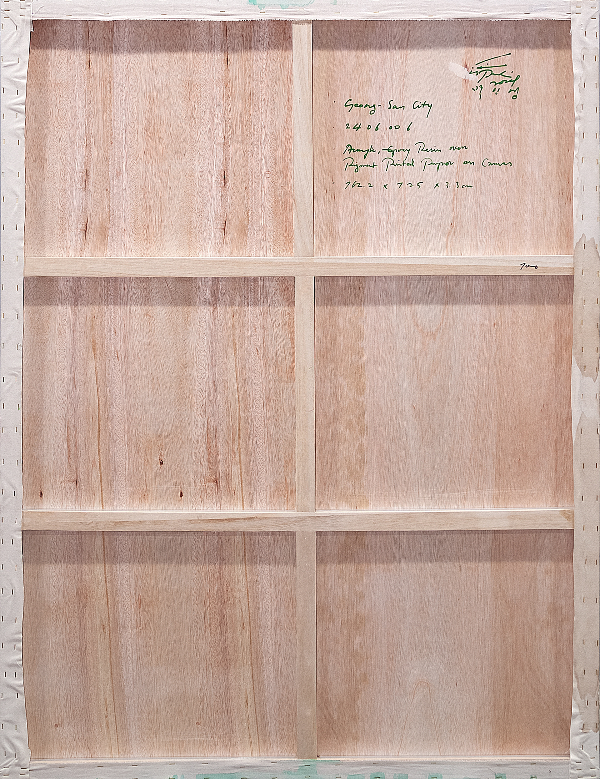 2406006 Geong-San City, 2024, Acrylic, Epoxy Resin over Pigment Printed Paper on Canvas, 162.2 x 125 x 3.3cm