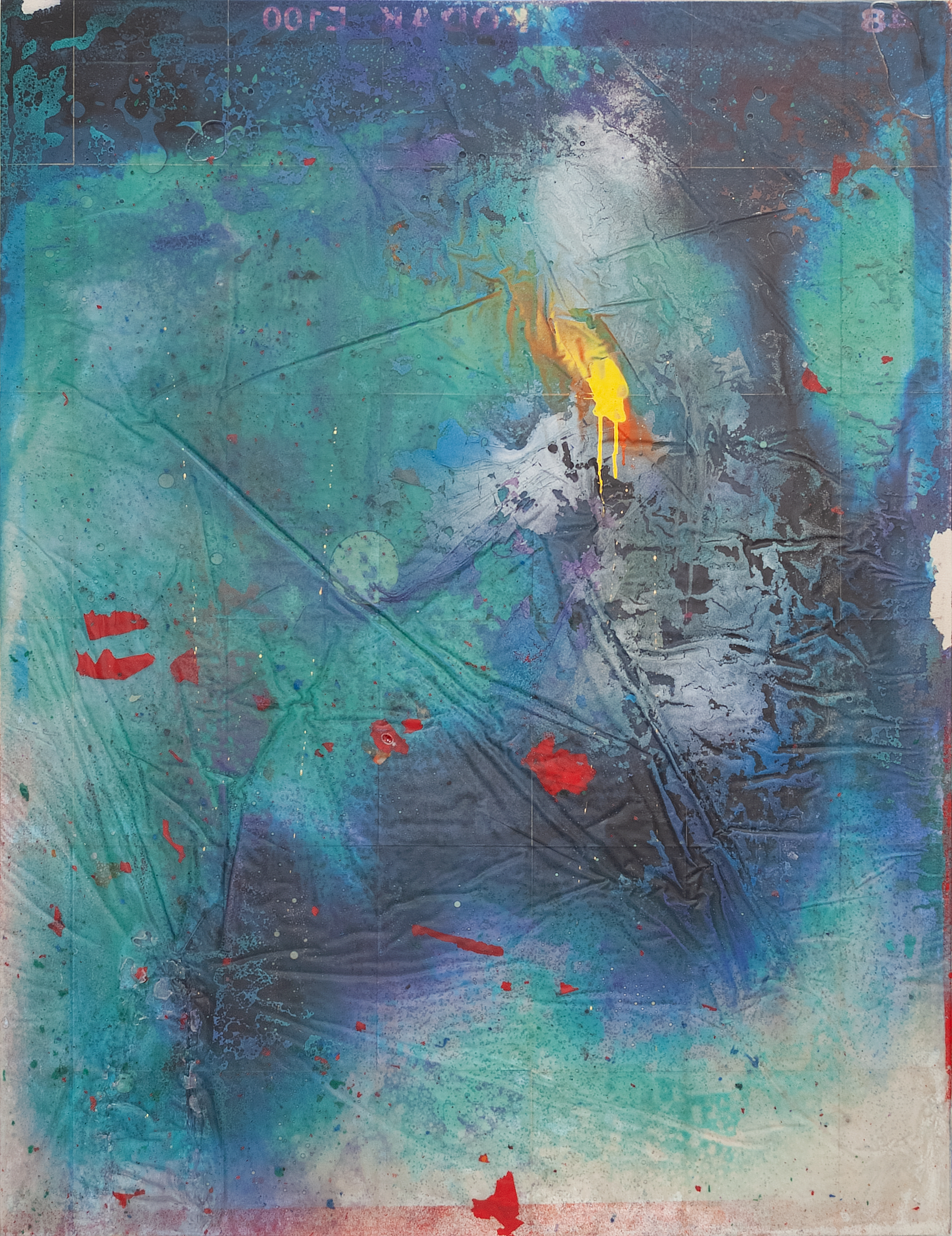 2502002 Iris under Rainbow, 2025, Acrylic, Epoxy Resin over Pigment Printed Paper on Canvas, 162.2 x 125 x 4cm