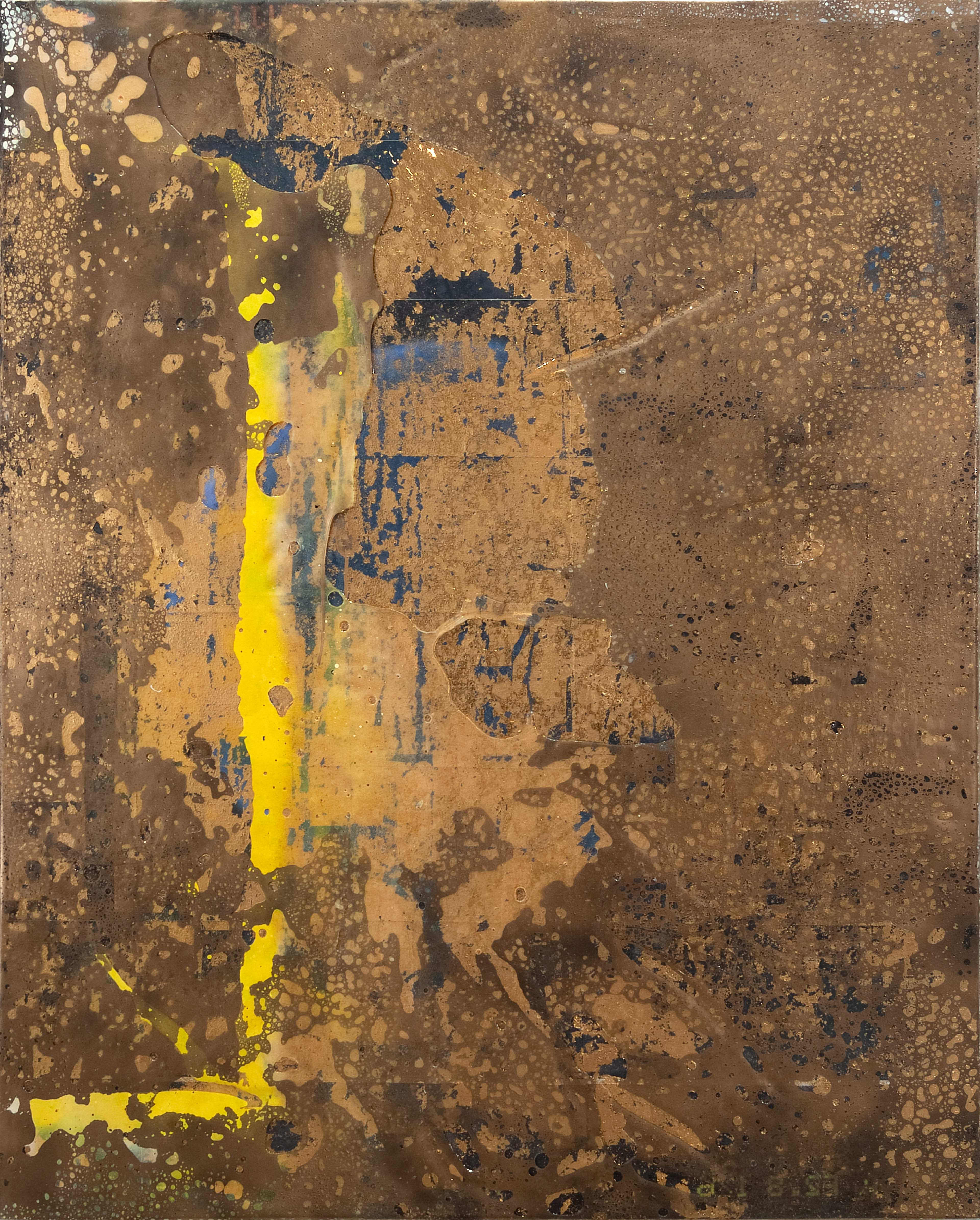 2408001-1 Moonlight, 2024, Acrylic, Epoxy Resin over Gold Leaf, Pigment Printed Paper on Canvas, 162.2 x 130 x 4cm