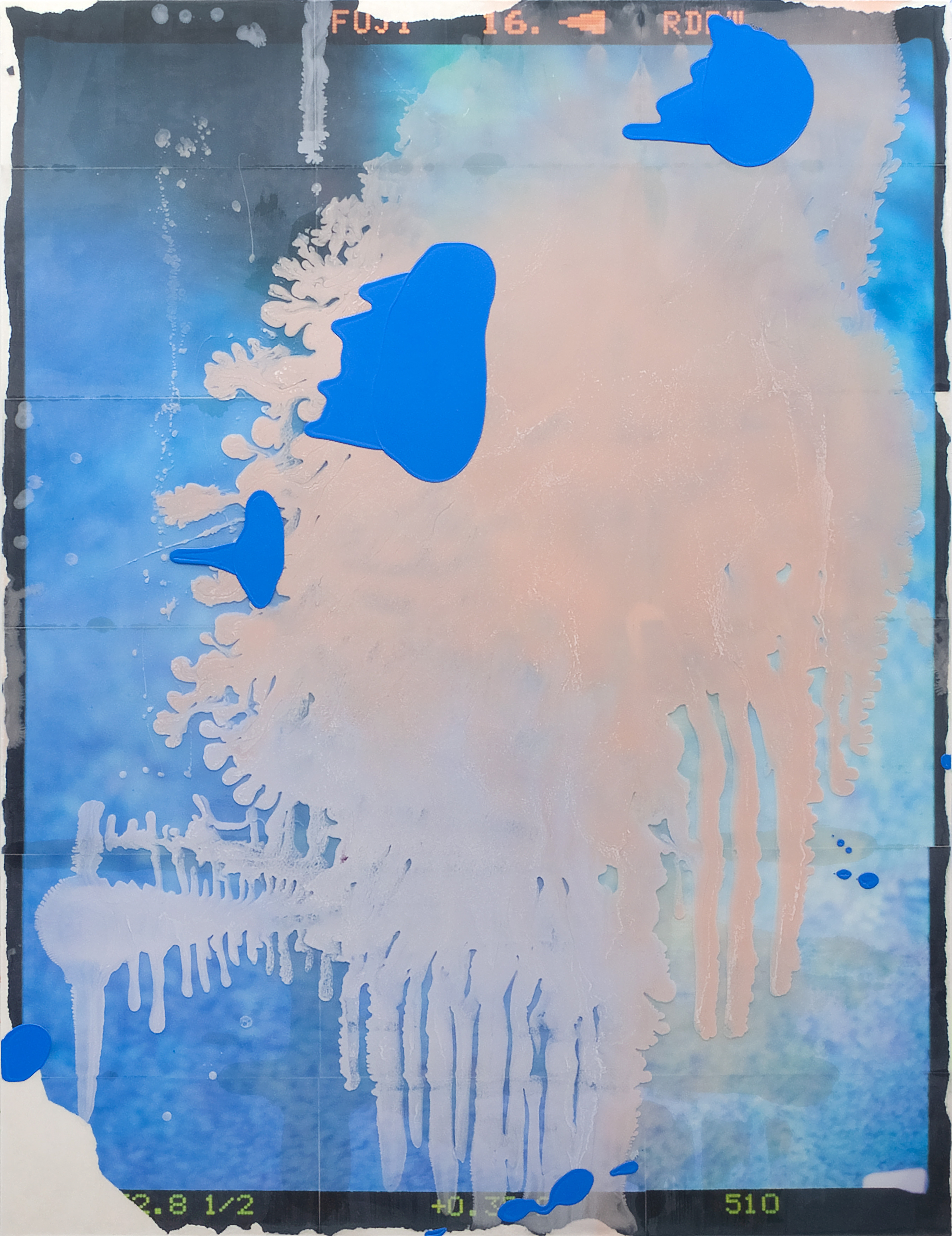 2404002 Behind the Veil, 2024, Acrylic, Epoxy Resin over Pigment Printed Paper on Canvas, 162.2 x 125 x 3.3cm