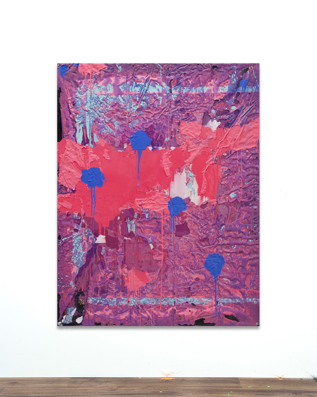2411002 Fuchsia iris Honey, 2024, Acrylic, Epoxy Resin over Pigment Printed Paper on Canvas, 162.2 x 125 x 4cm