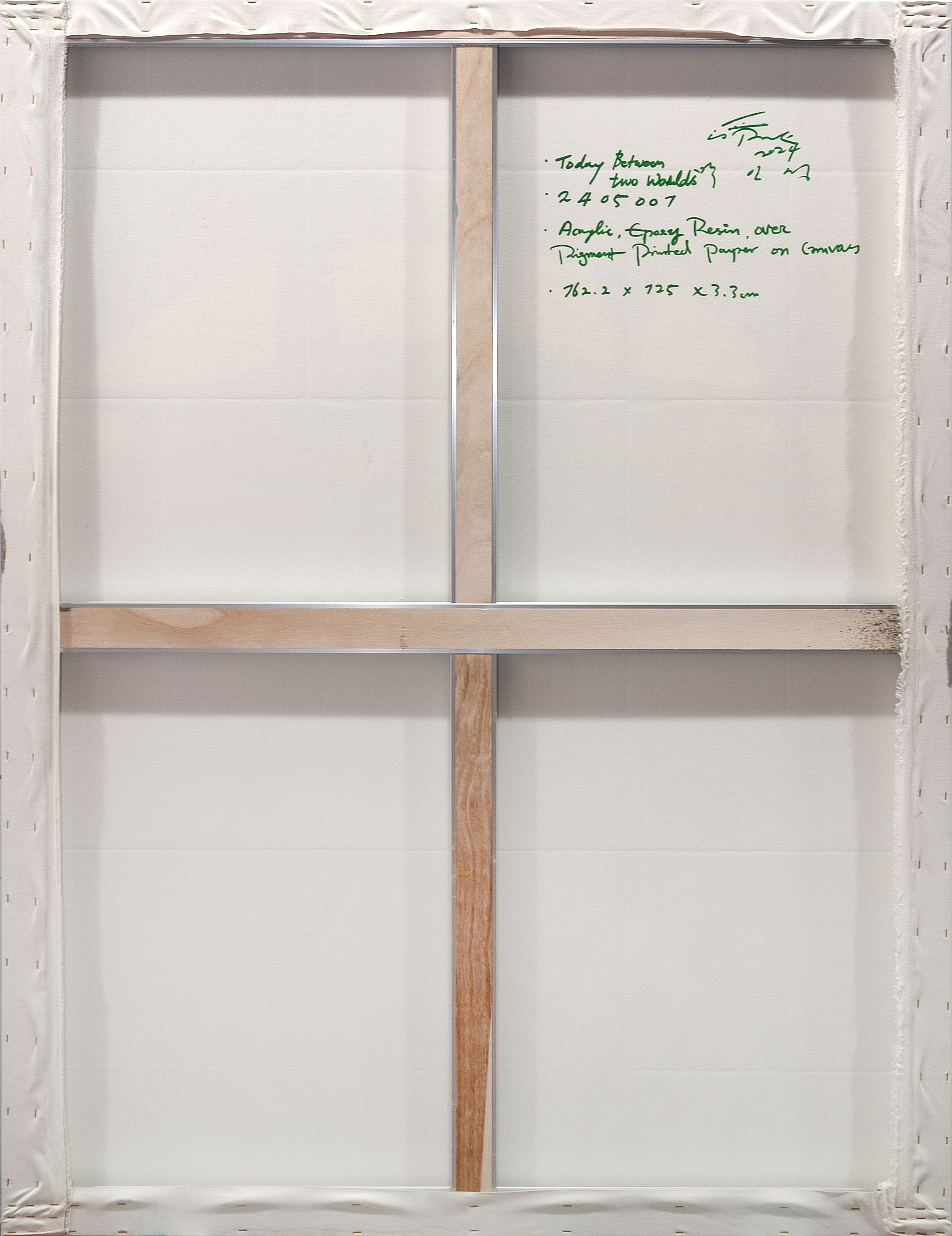2406001 Today Between Two Worlds, 2024, Acrylic, Epoxy Resin over Pigment Printed Paper on Canvas, 162.2 x 125 x 3.3cm