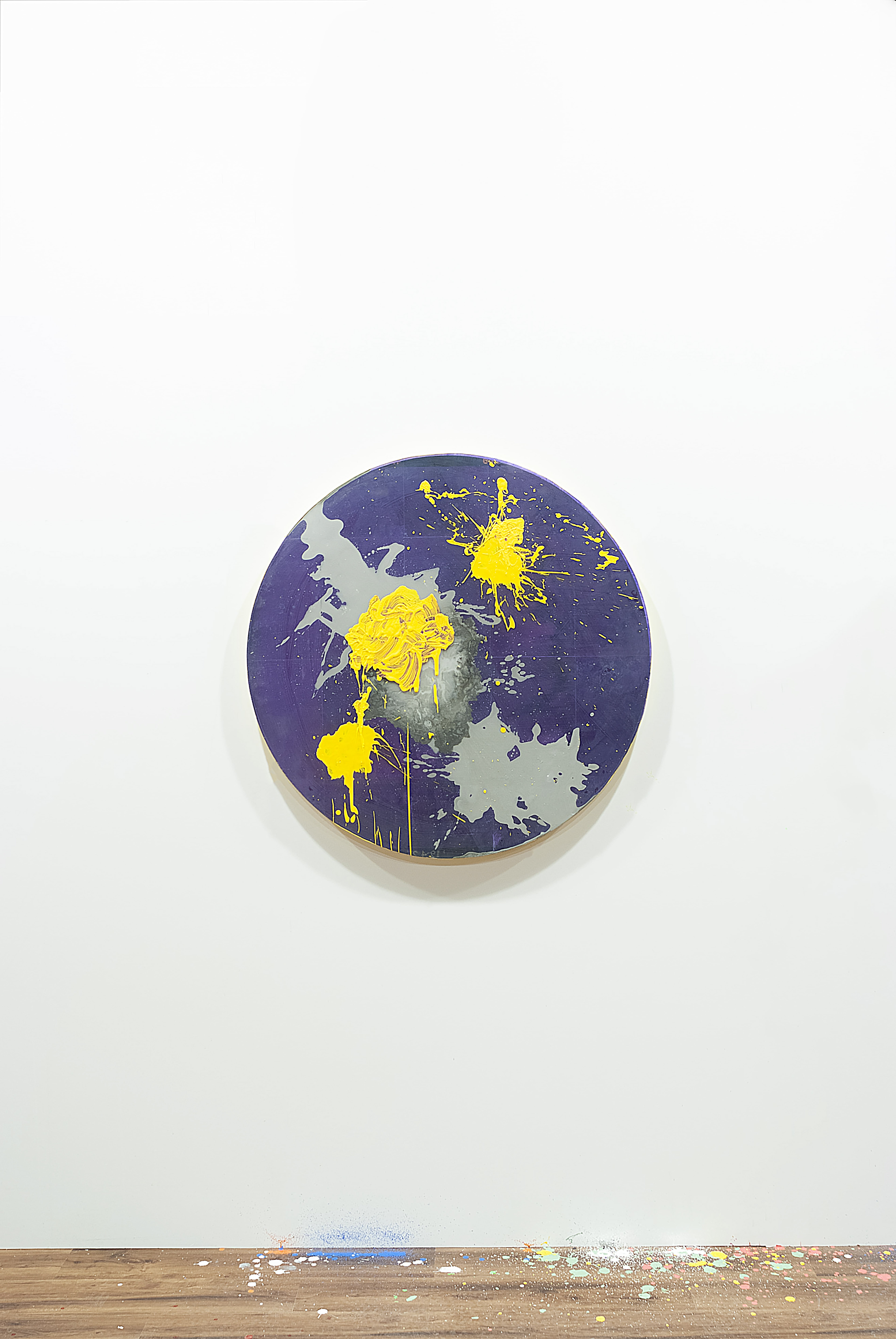 2303003 Case 0(zero), 2023, Colored Pencil, Acrylic, Epoxy Resin, Modeling Paste, Pigment Printed Papers on Canvas, Dia. 98cm