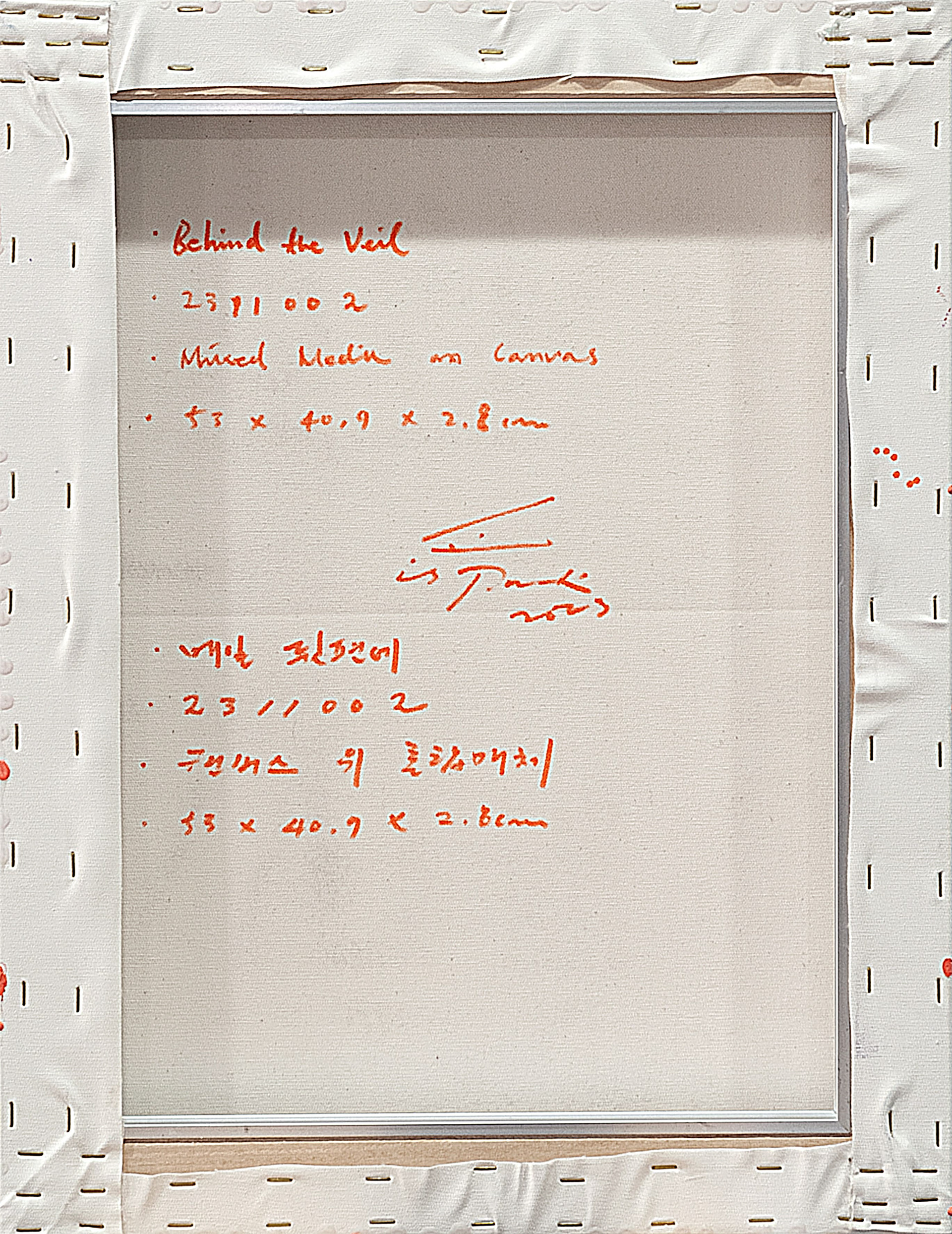 2311002 Behind the Veil, 2023, Mixed Media on Canvas, 53 x 40.9 x 2.8cm