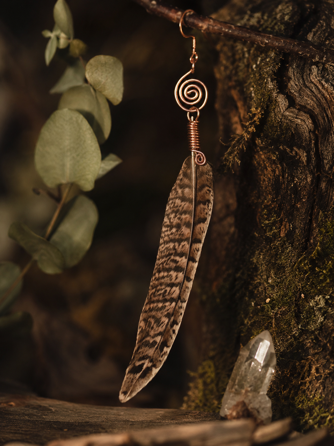 Spiral Copper Fazant Earring