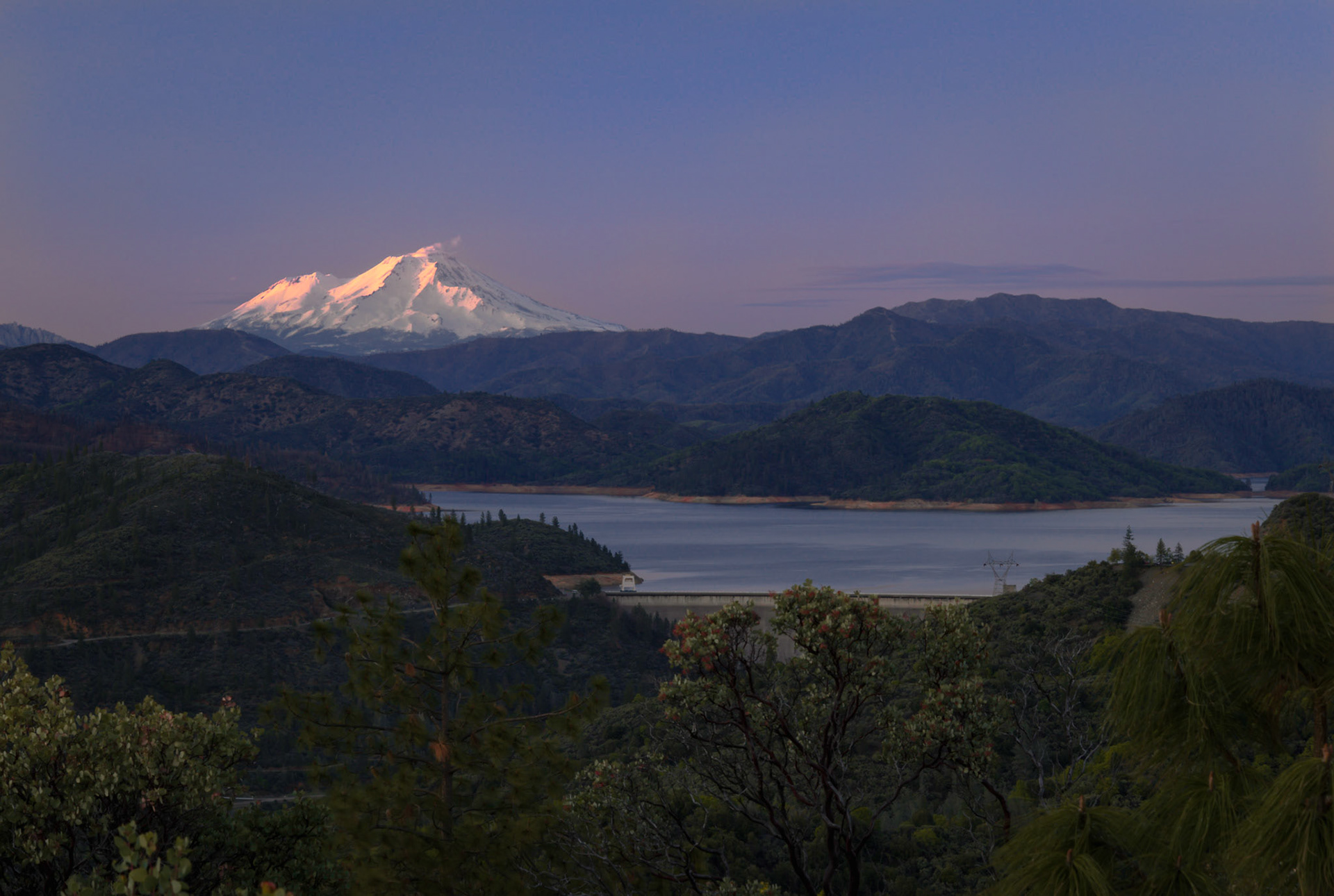 Sunset on Mt. Shasta / Shasta Dam