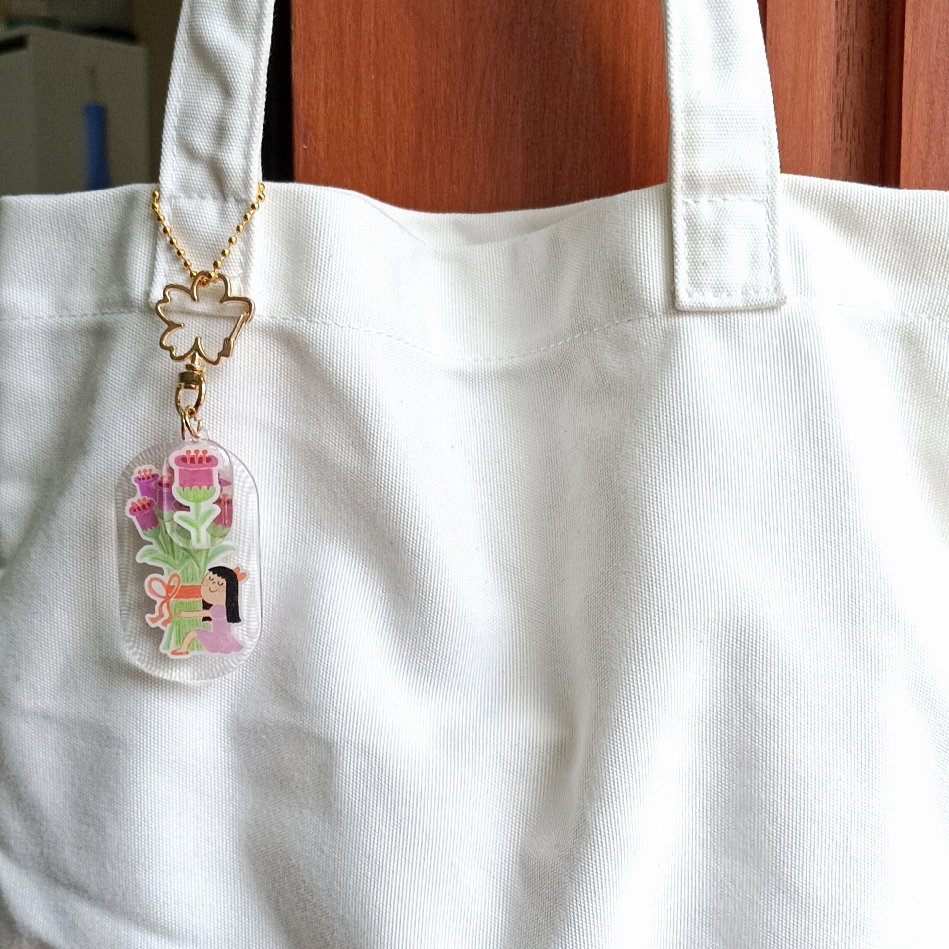 Flower Girl Epoxy Keychain - Purple