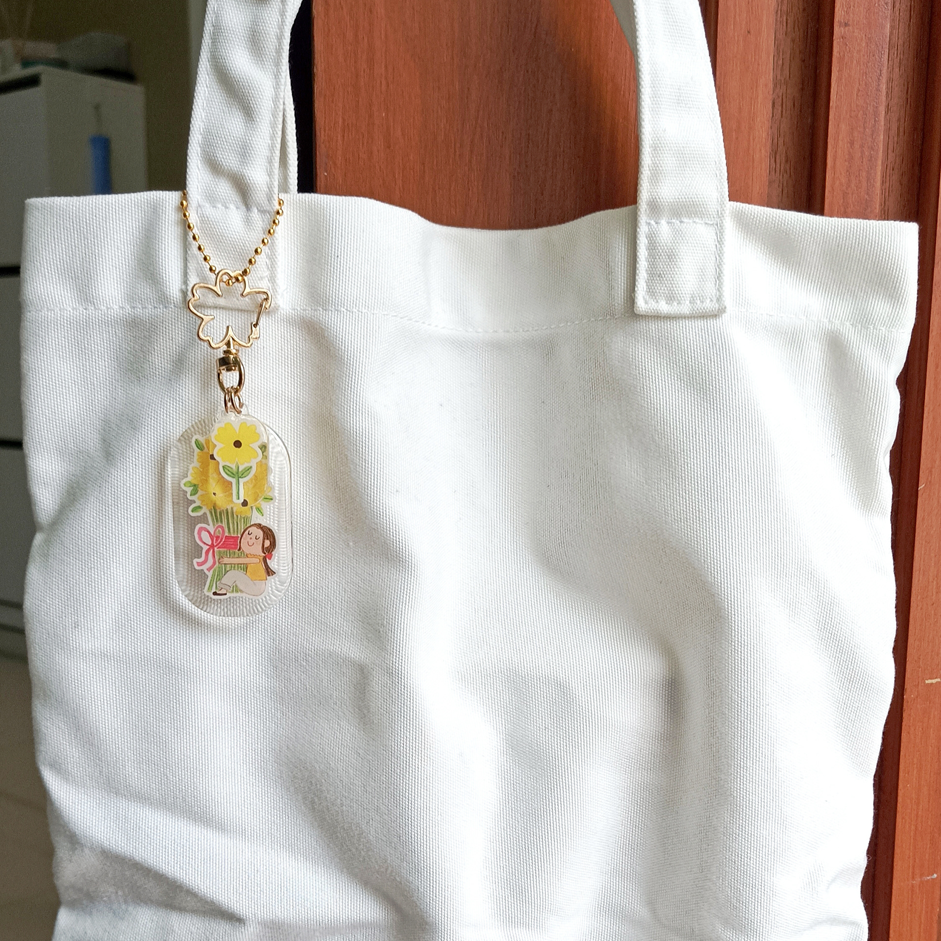 Flower Girl Epoxy Keychain - Yellow