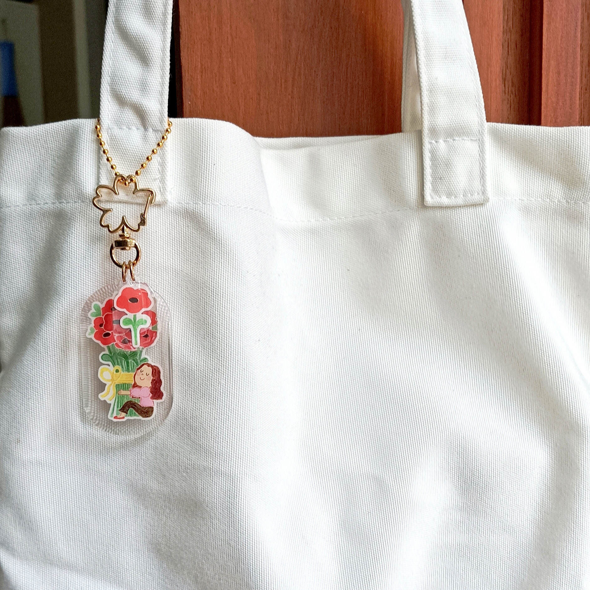 Flower Girl Epoxy Keychain - Red