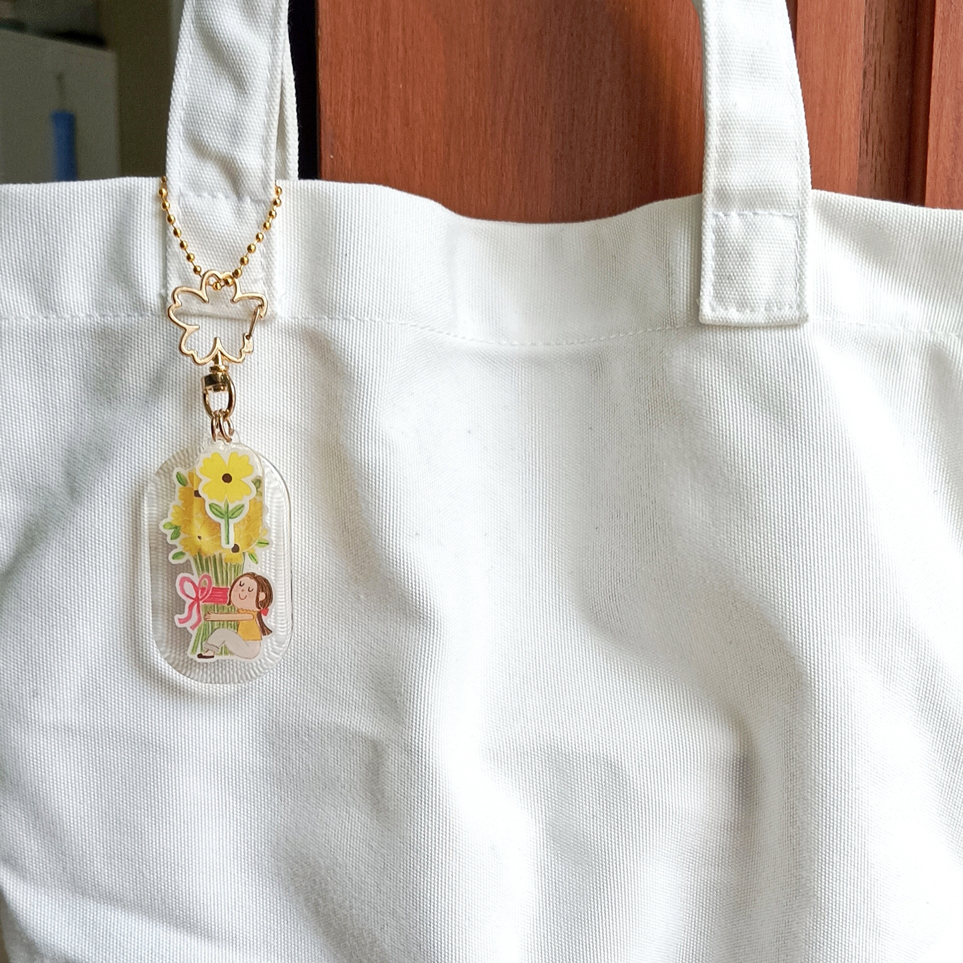 Flower Girl Epoxy Keychain - Yellow