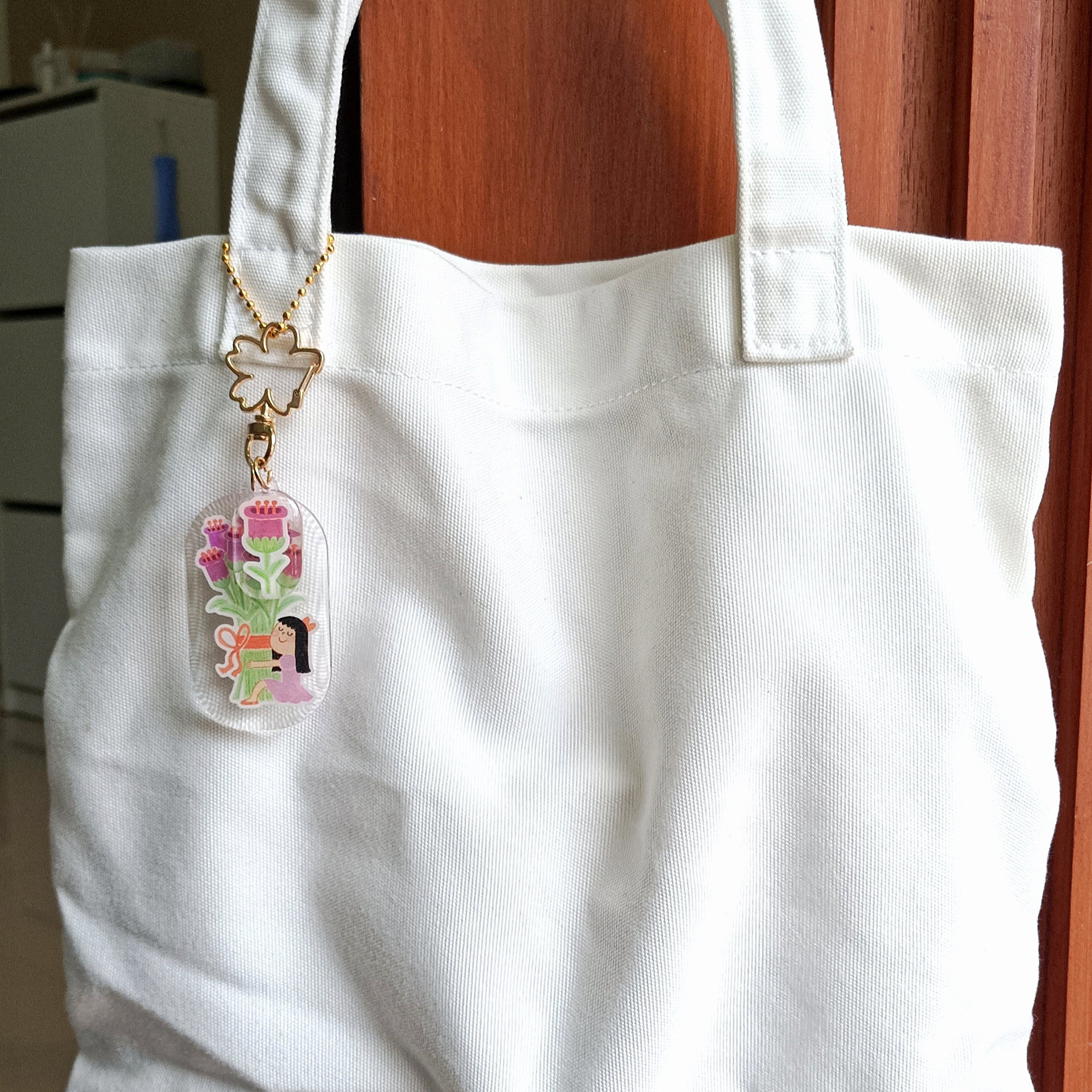 Flower Girl Epoxy Keychain - Purple