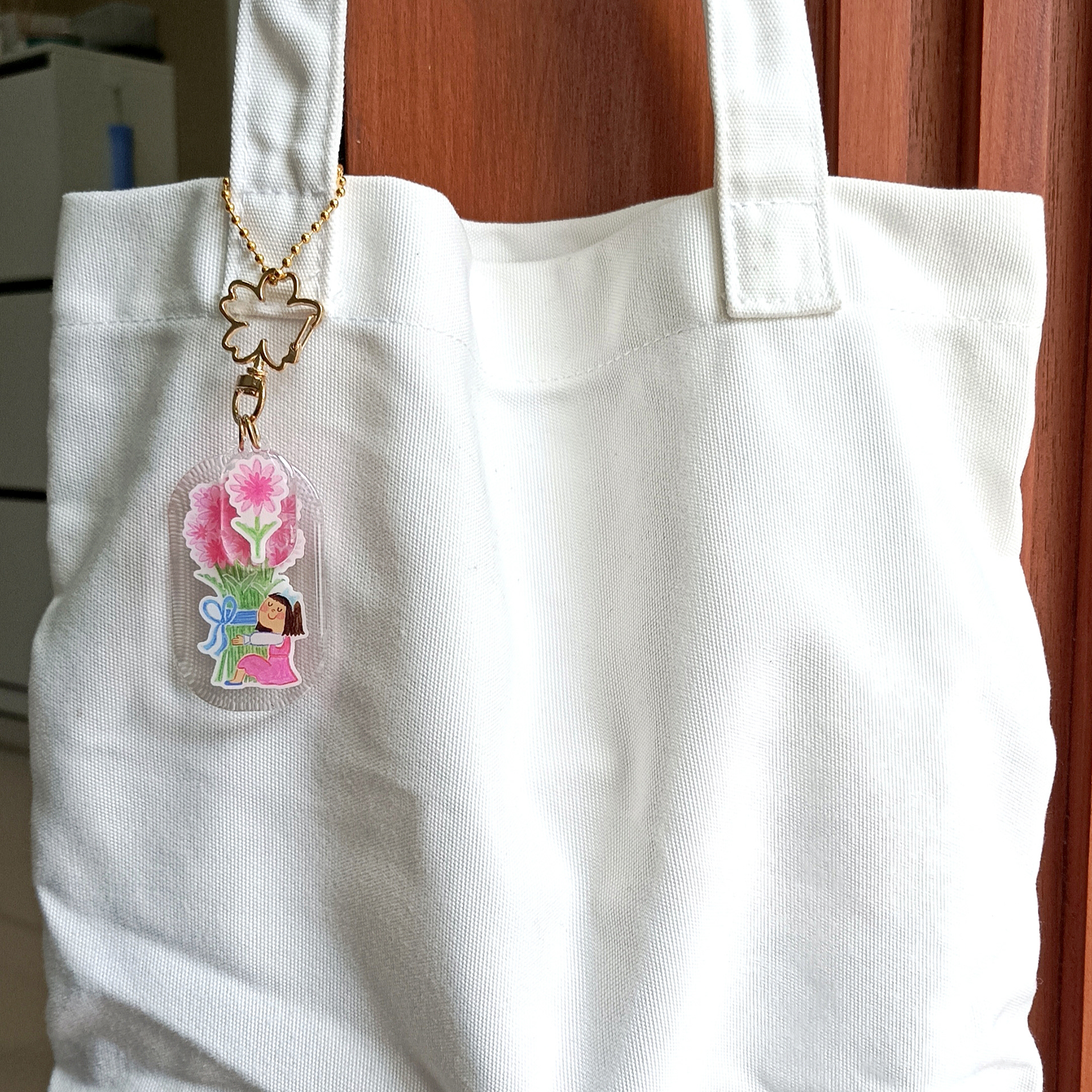 Flower Girl Epoxy Keychain - Pink