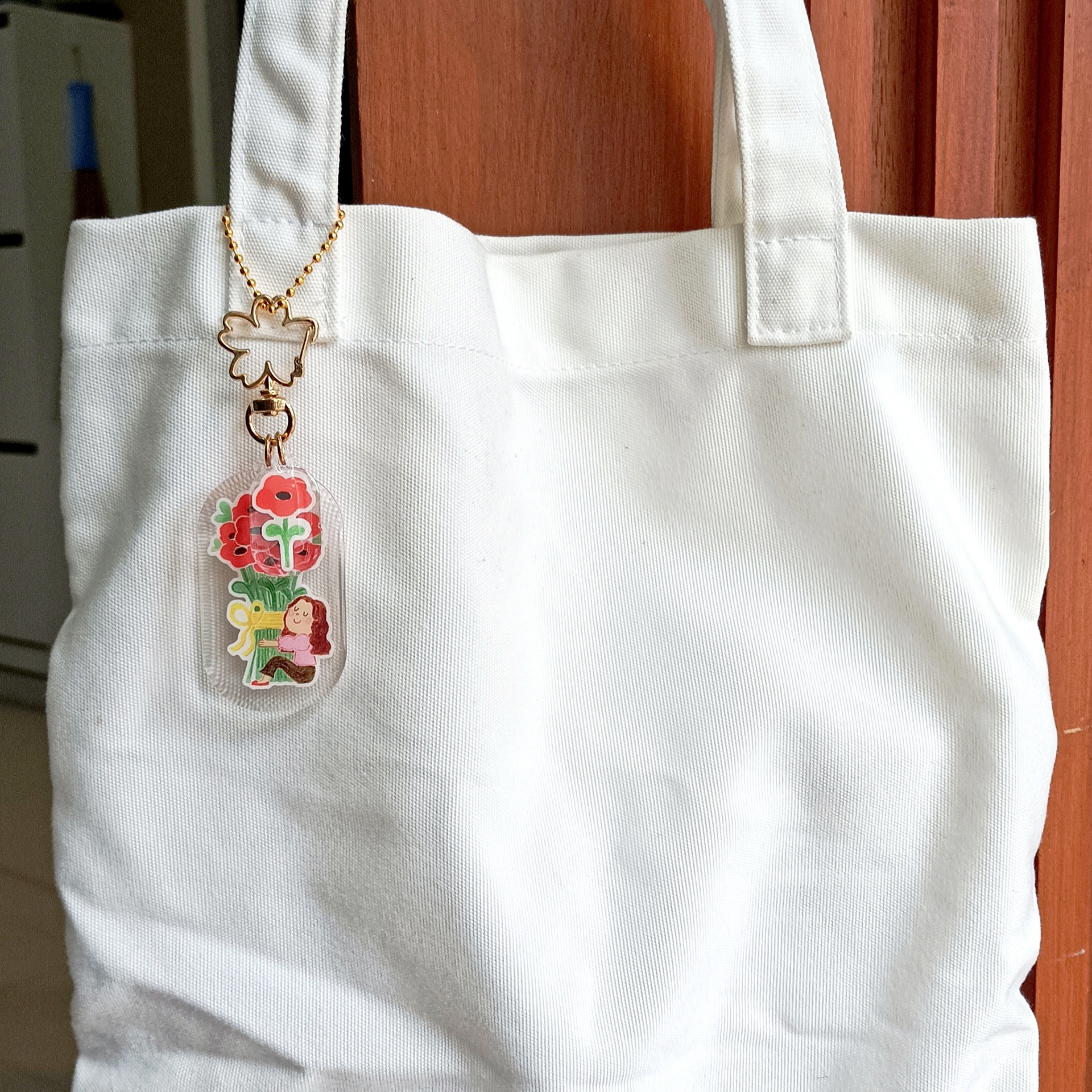 Flower Girl Epoxy Keychain - Red