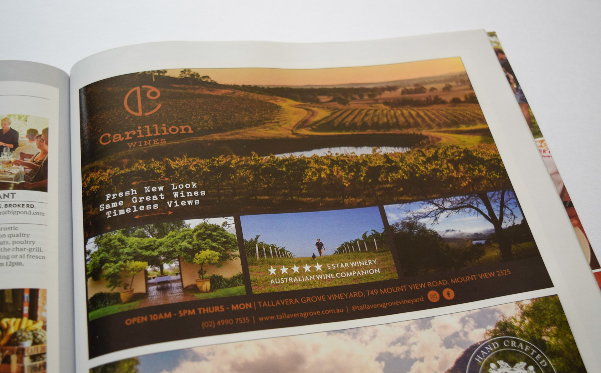 Advertisement in 2018' Hunter Valley regional guide