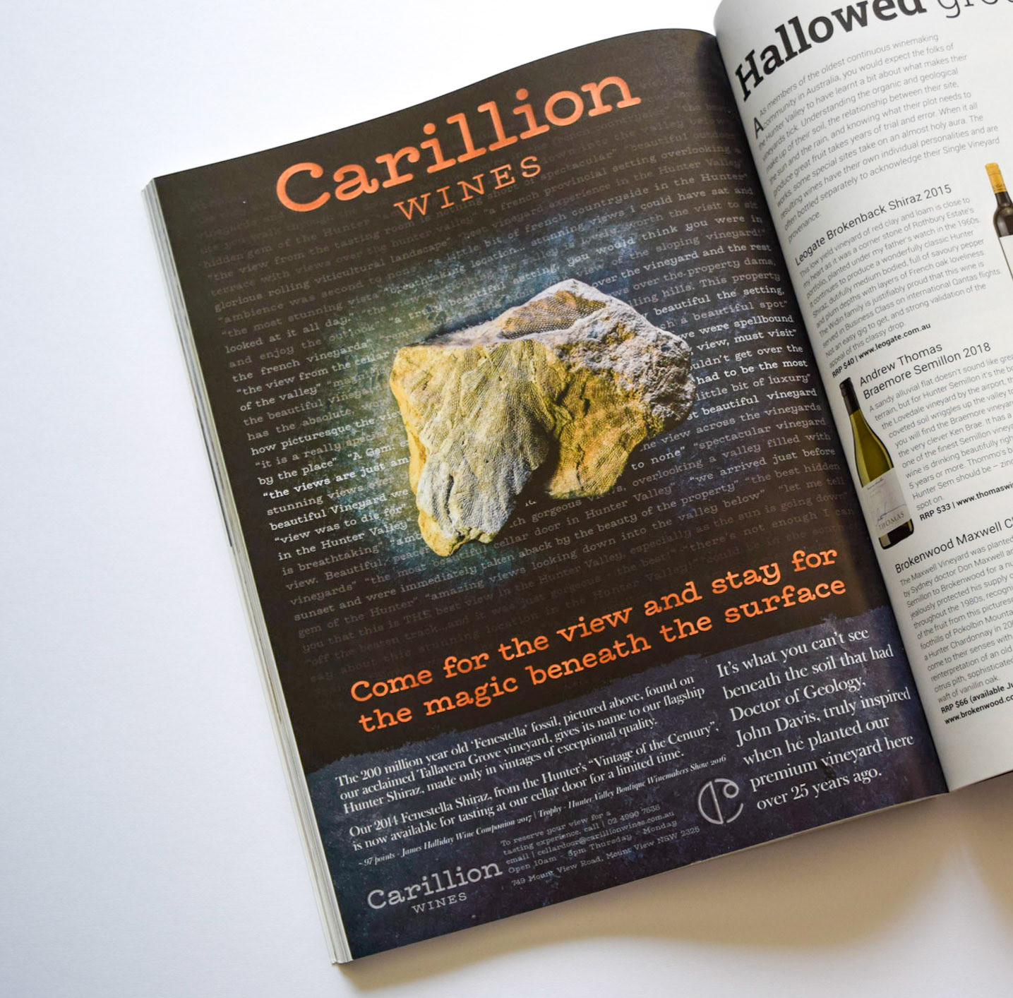 Advertisement in 2019' Hunter & Coastal Living Magazine