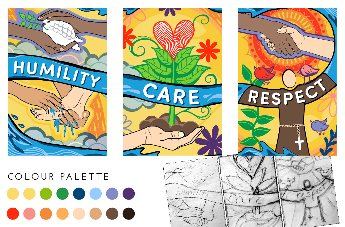 Mural Panels - digitised design alongside early concept