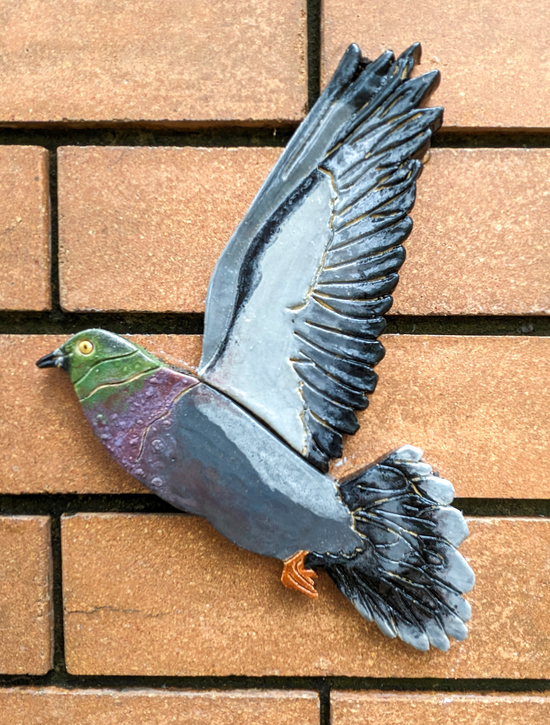 Close-up of ceramic pigeon